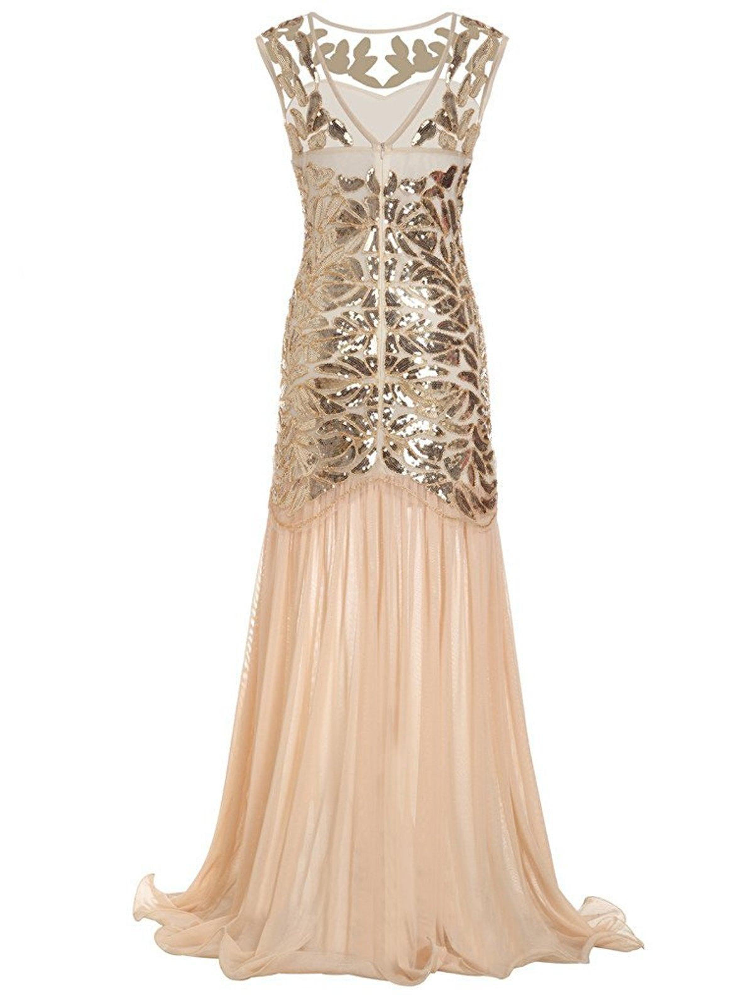 US Warehouse 1920s Sequin Gatsby Maxi Dresses