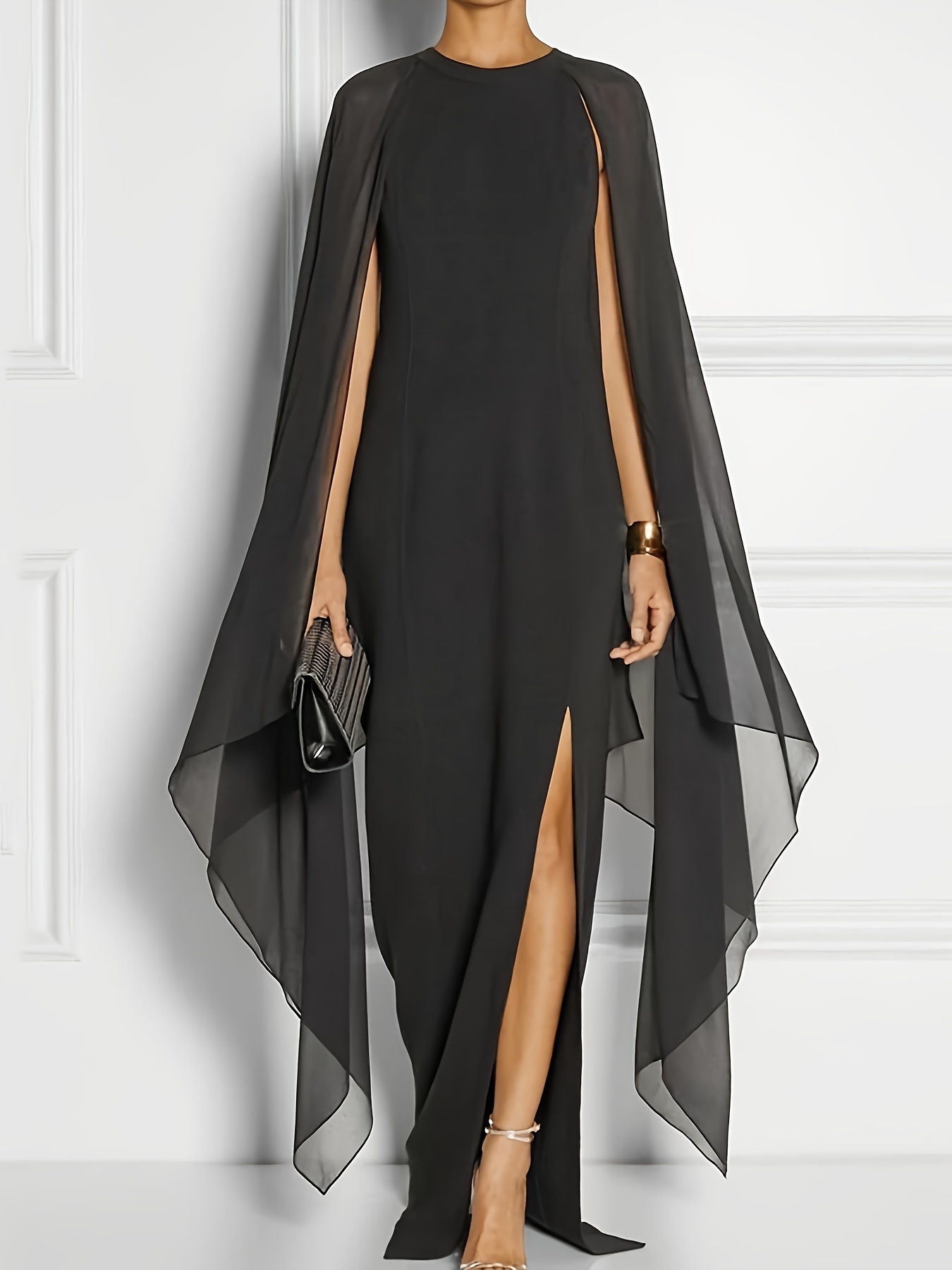 Elegant Polyester Blouse Dress With Elastane, Long Sleeve, V-Neck, No Belt, Suitable For Women, Four-Season Wear, Straight Cut, No Pockets, No Printing, Standard Size, Knitted Fabric With Lace Embroidery