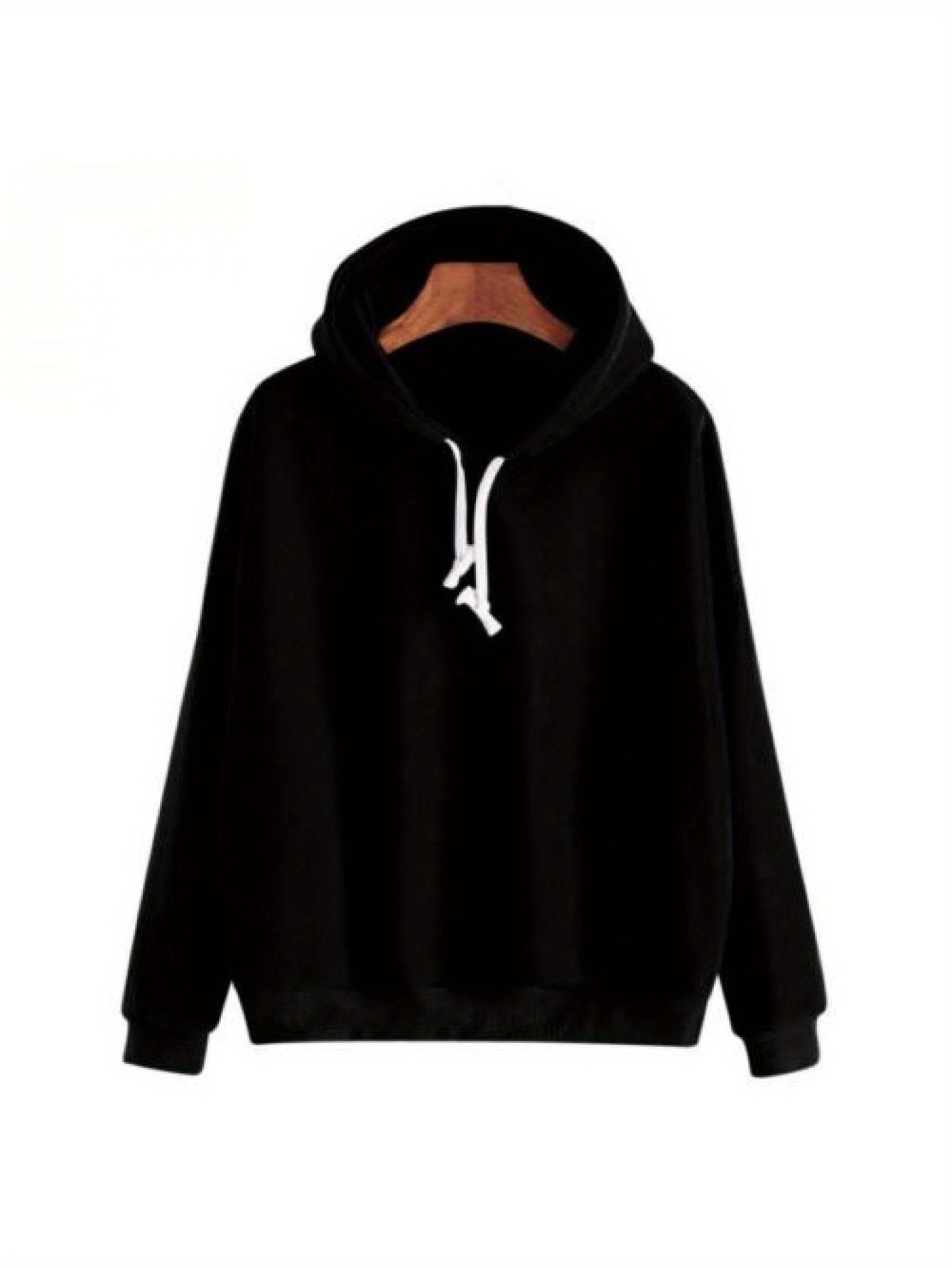 Women Autumn Winter Hoodie Sweater Long Sleeve Solid Color Hip-hop Loose Pullover Casual Thermal Drawstring Sweatshirt