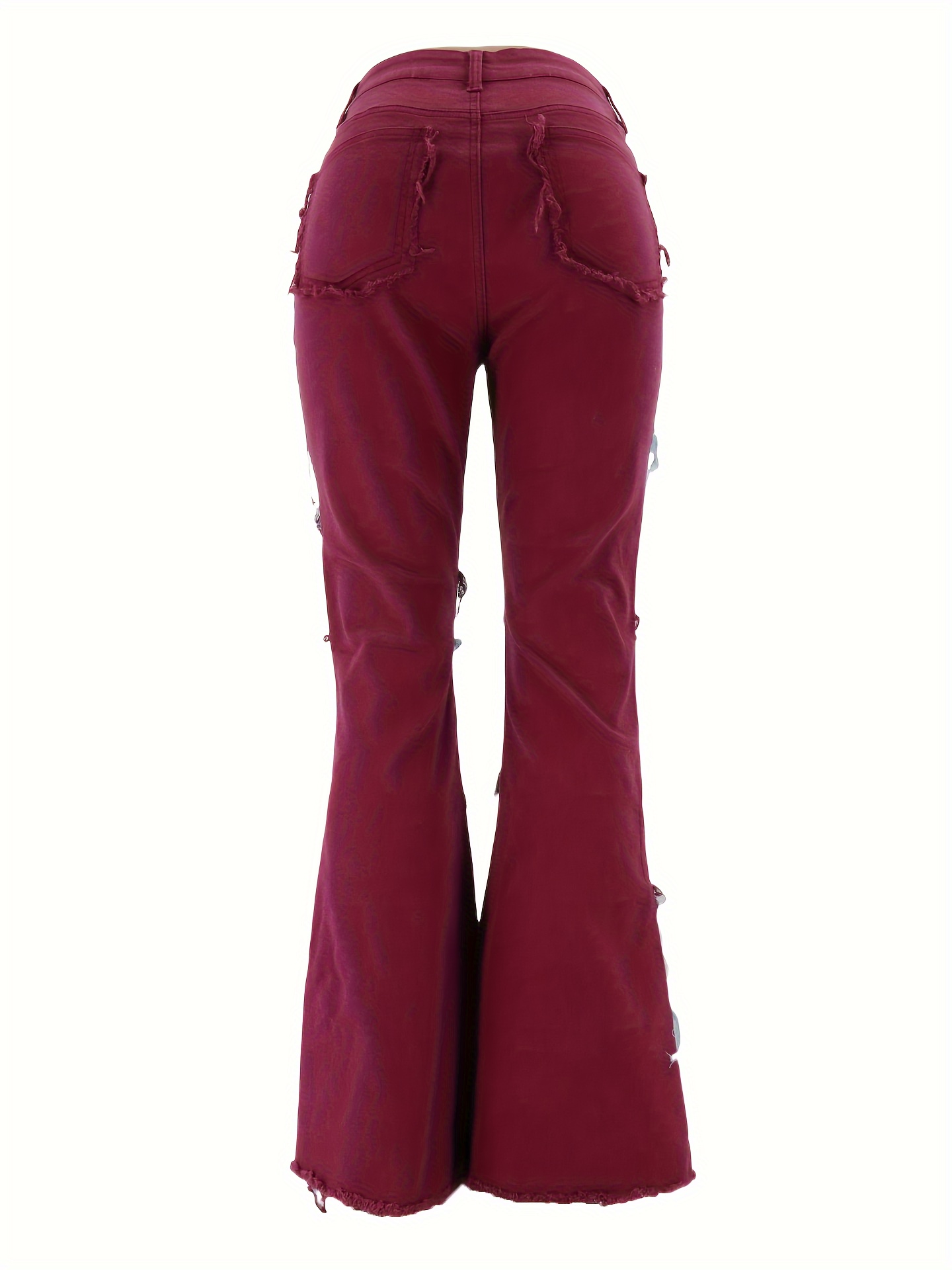 Patchwork Contrasting Flared Wide-leg Trousers Jeans