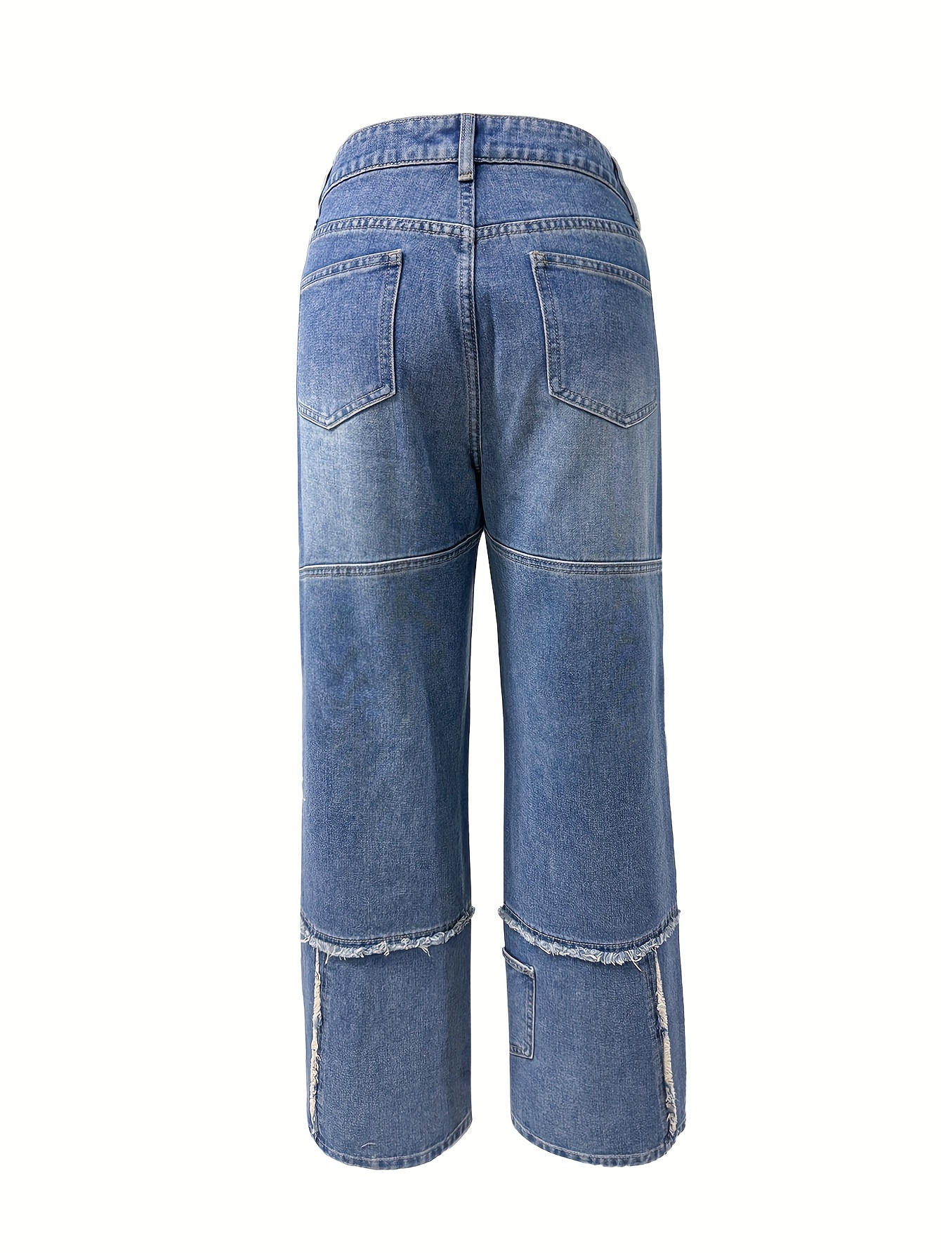 High-Waisted Straight Leg Jeans For Women, Cotton And Polyester Blend, Streetwear Style, Machine Washable, No Stretch, All Season