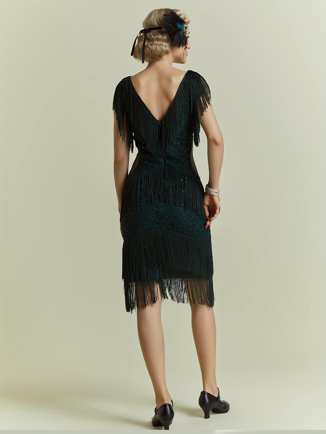 Women's 1920s Flapper Dress V Neck Slip Dress