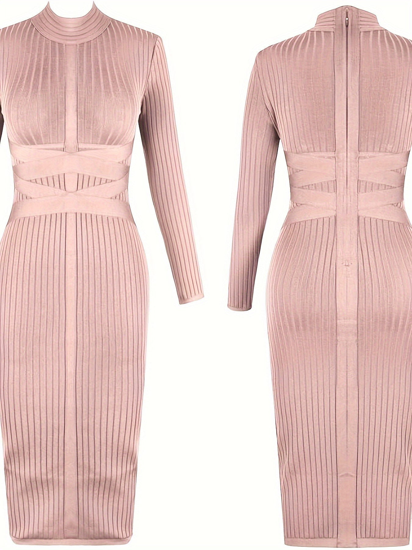 Women's Fashion Sexy Temperament Elegant Tight Autumn And Winter Mid-length Long-sleeved Bandage Dress Party Cocktail Evening Dress
