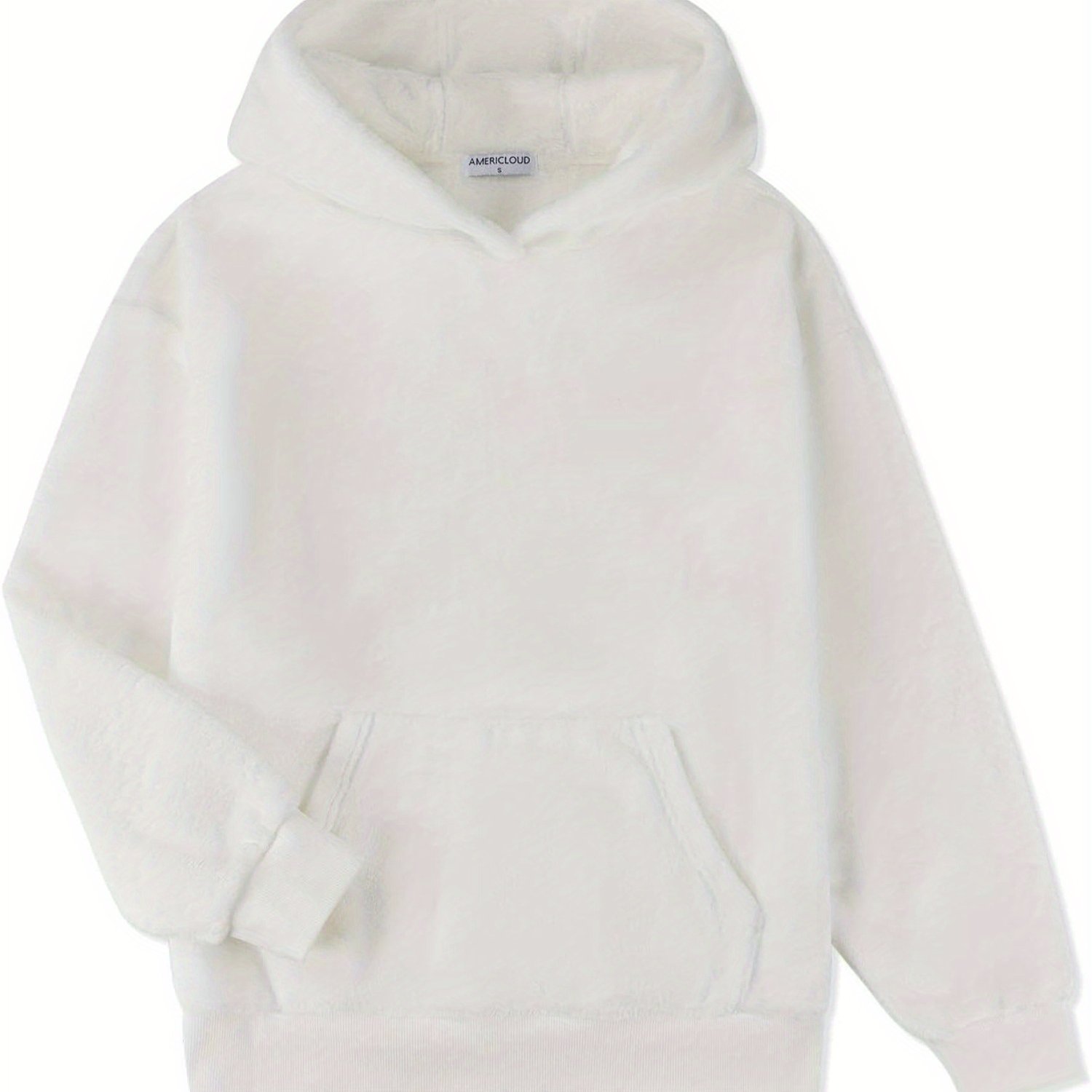 Women's Sherpa Pullover Fuzzy Fleece Sweatshirt Warm Fuzzy Soft Oversized Fleece Pockets Hoodie Size