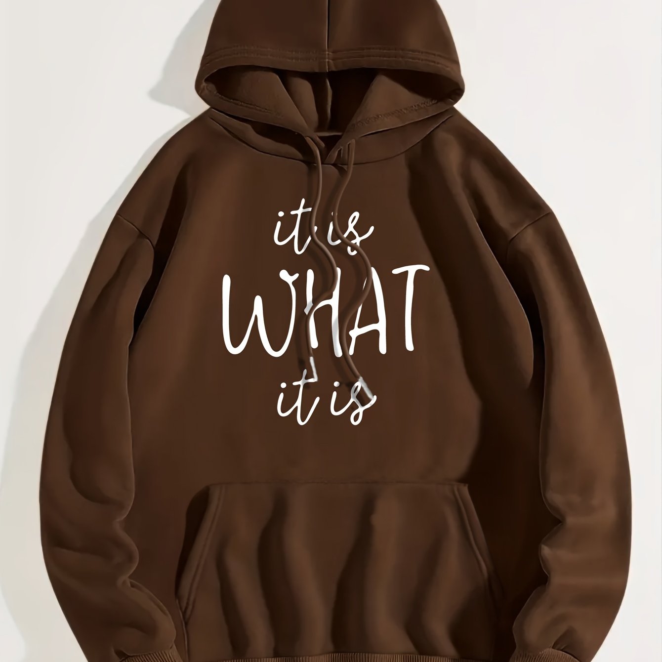 Art Letter Print Hoodie, Casual Kangaroo Pocket Long Sleeve Drawstring Hoodie For Fall & Winter, Women's Clothing