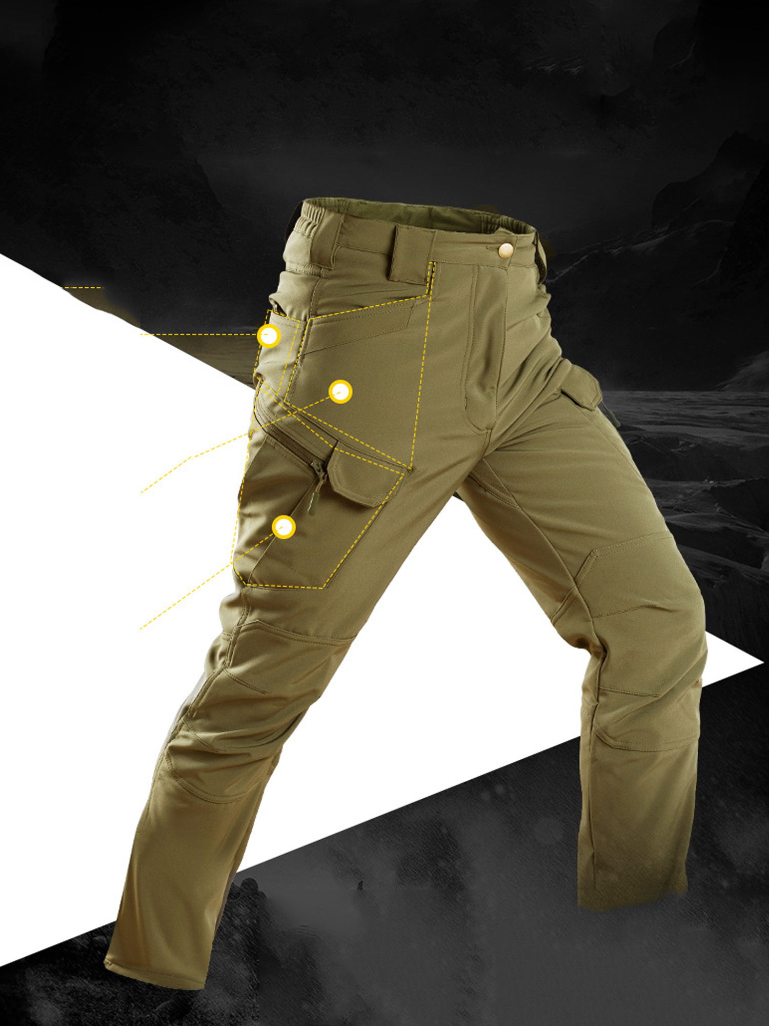 Men's fleece trousers - Waterproof tactical trousers - Warm overalls for autumn and winter - Training uniforms - Men's fleece casual trousers