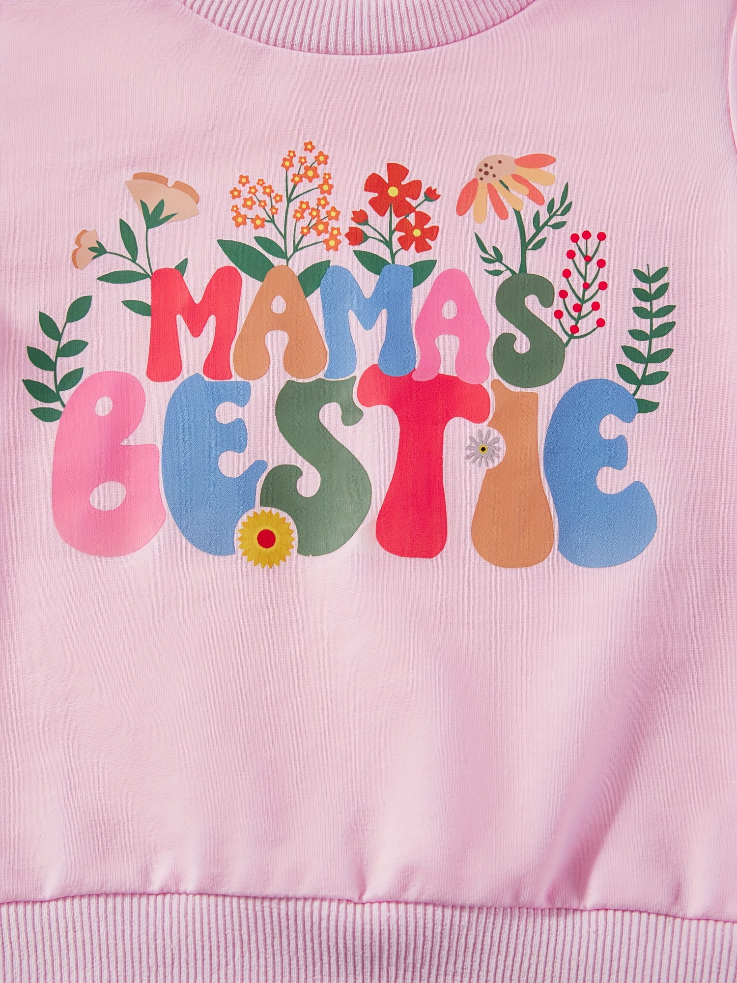 Family Matching Autumn Sweatshirt Parent-child Long Sleeve Crewneck Letter Flower Print Pullover