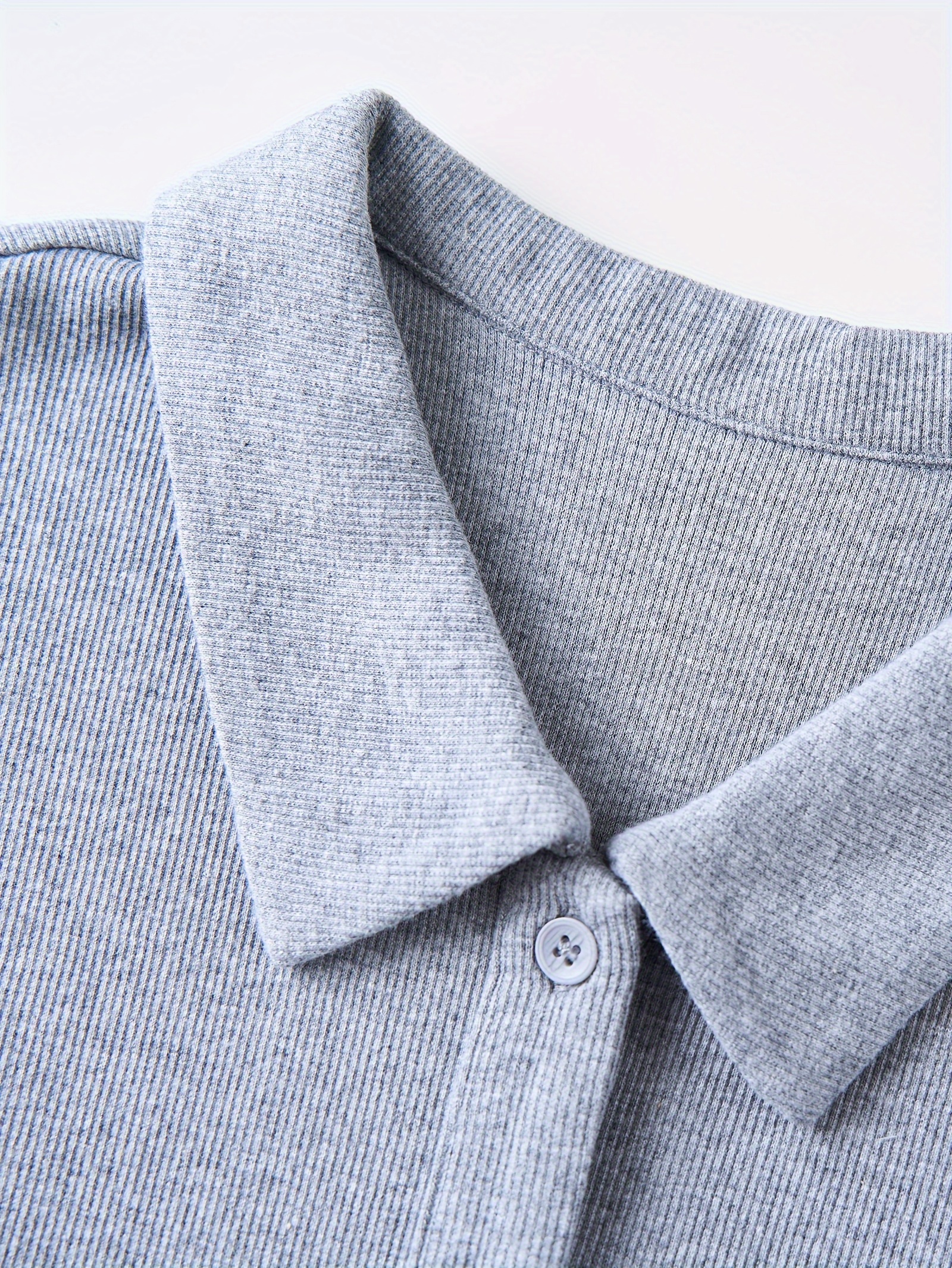 Button Front Patch Collar T-Shirt, Casual Short Sleeve Crop Top For Spring & Summer, Women's Clothing