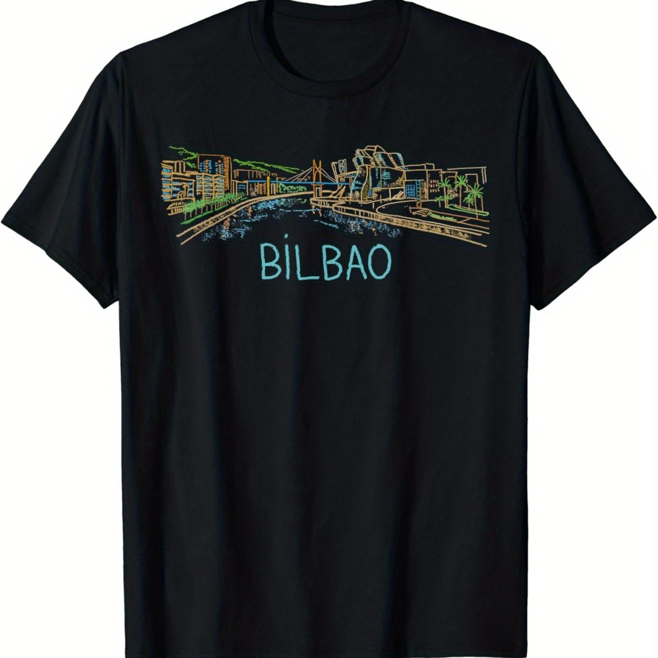 Bilbao Spain Unique Hand Drawn Art Gift Men Women T-Shirt