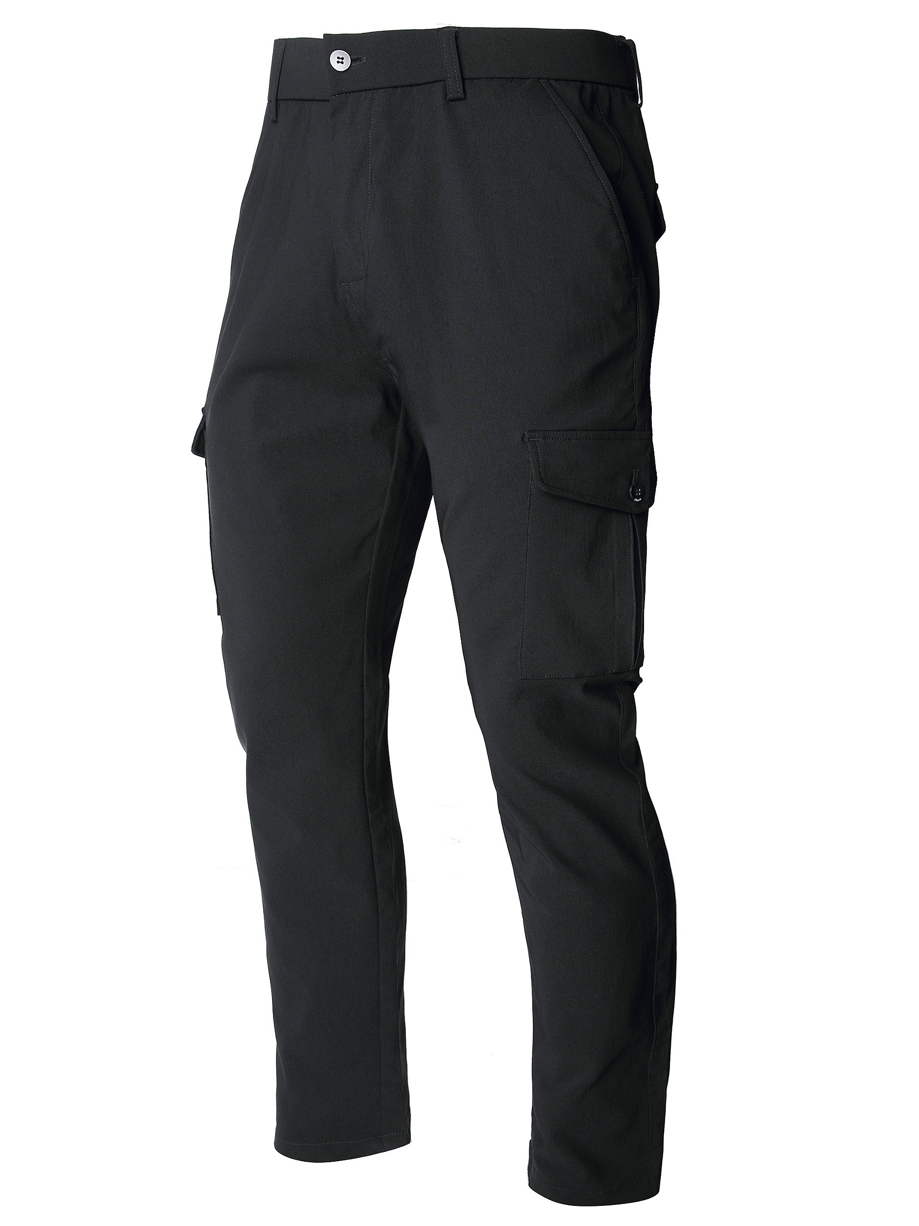 2pcs Solid Casual Pants For Men, Mid Waist Mid Stretch Cargo Pants With Flap Pockets, Male's Versatile Bottoms For All Seasons Hiking And Outdoors Activities