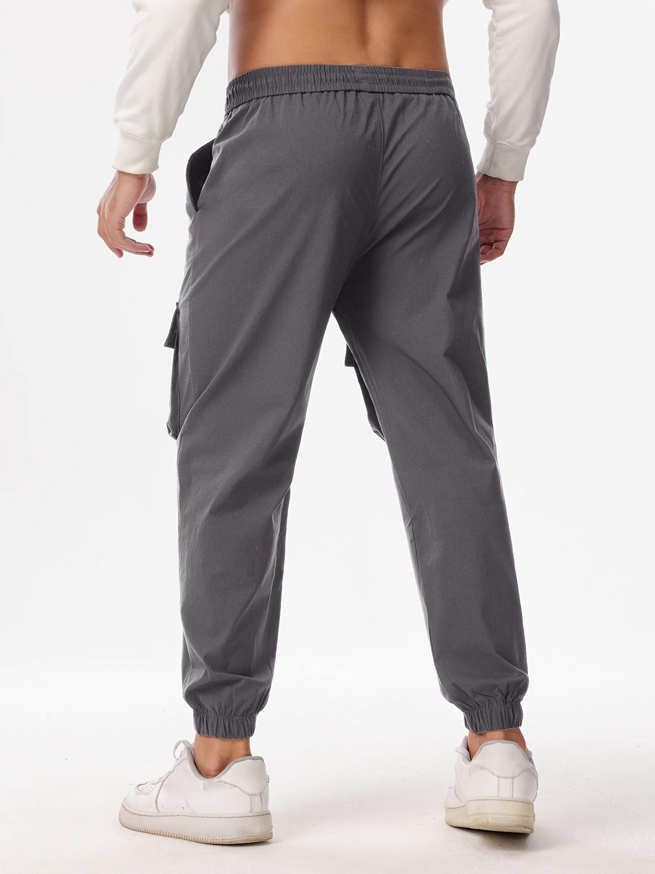 Men's Earphone Letter Print Drawstring Sweatpants, Casual Slightly Stretch Pants For All Seasons