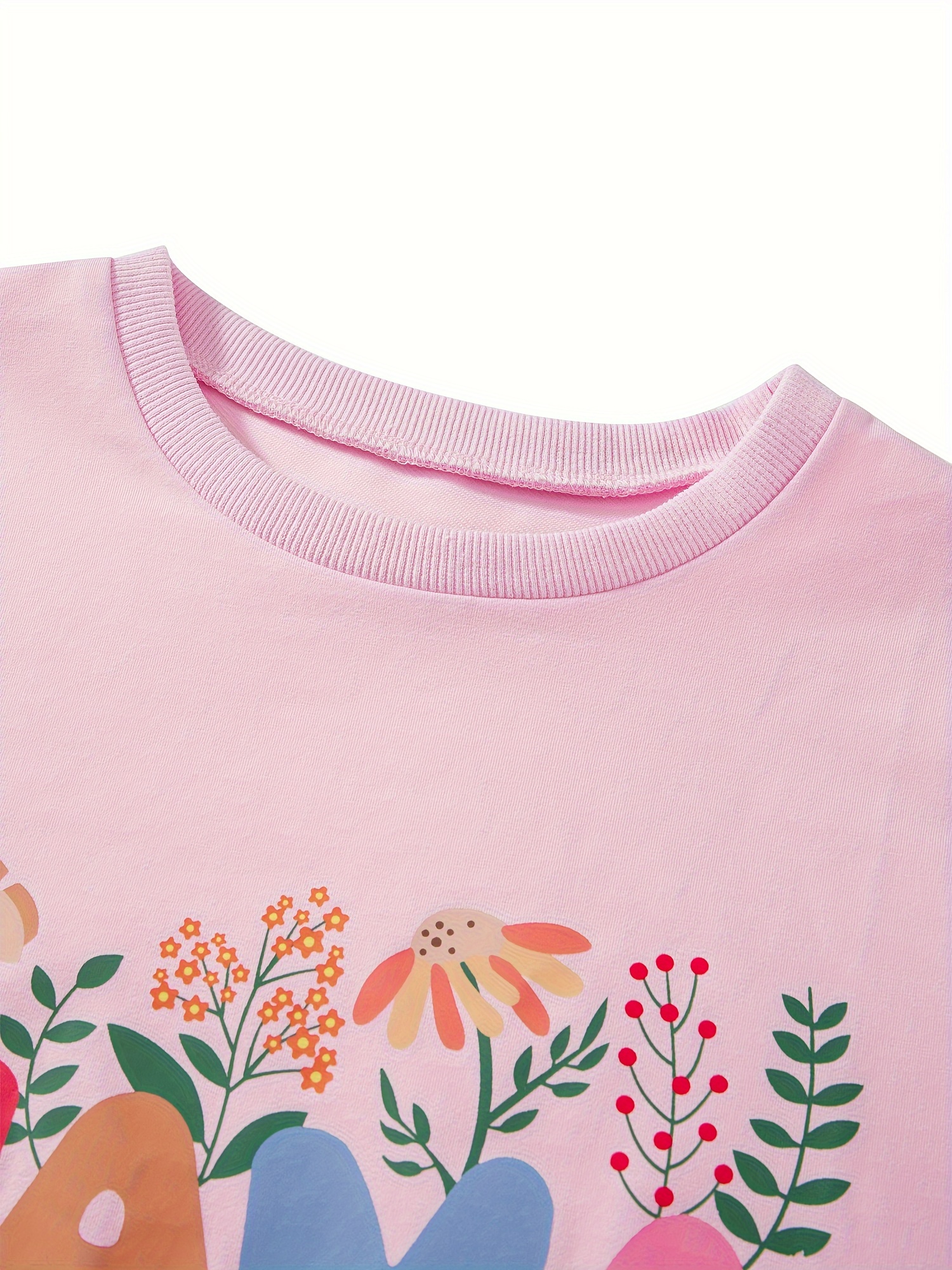 Family Matching Autumn Sweatshirt Parent-child Long Sleeve Crewneck Letter Flower Print Pullover