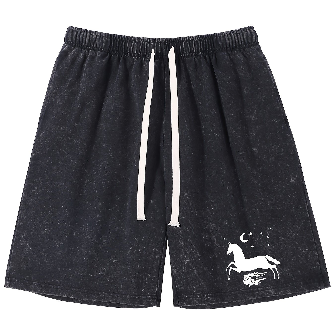 Horse Men`s Casual 2024 Summer Lounge Plus Size Long Shorts Elastic Waist Drawstring Capris With Pocketrawstring Shorts Mens Sweatpants