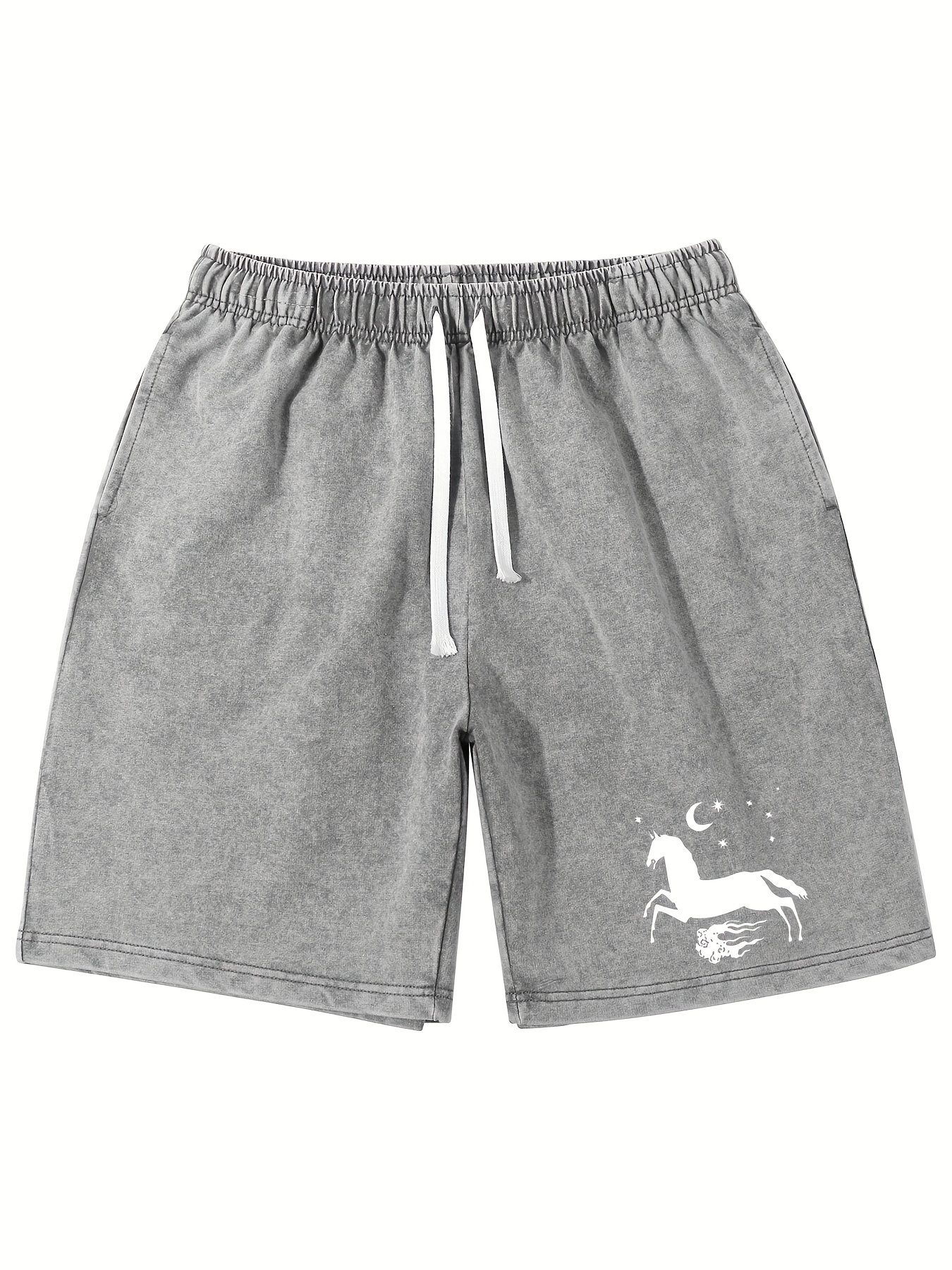 Horse Men`s Casual 2024 Summer Lounge Plus Size Long Shorts Elastic Waist Drawstring Capris With Pocketrawstring Shorts Mens Sweatpants