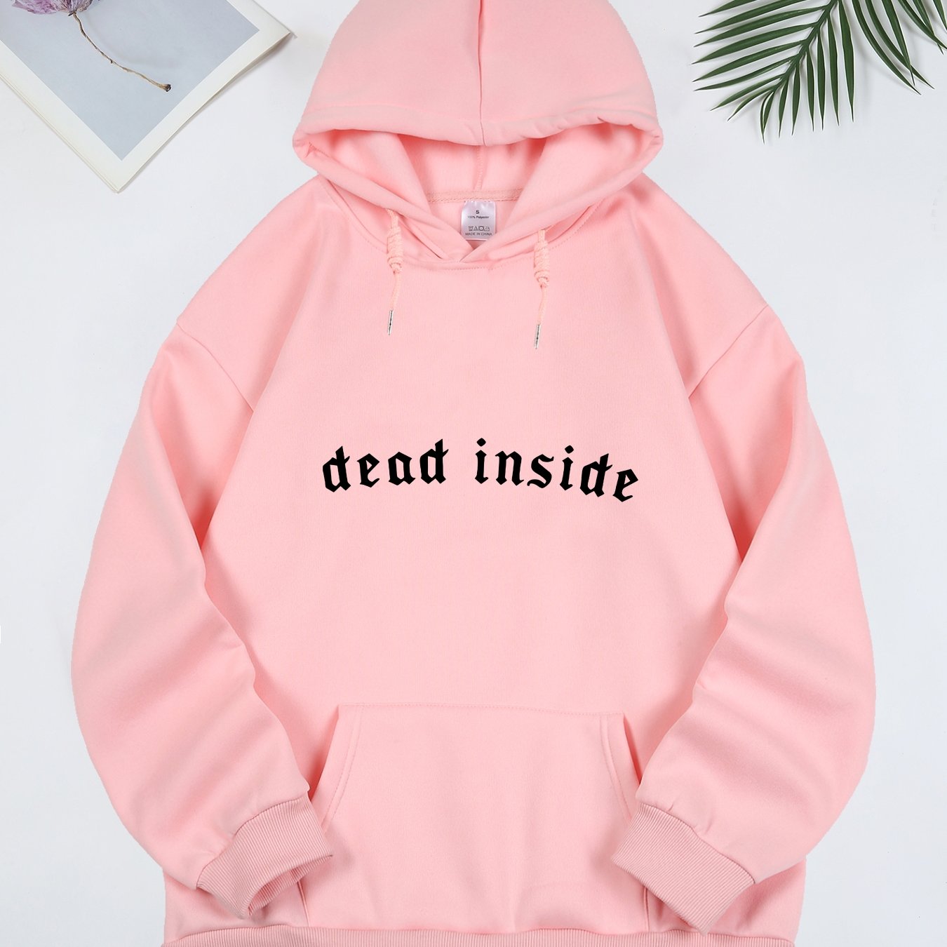 Letter Print Kangaroo Pocket Drawstring Hooded Sweatshirt, Long Sleeve Pullover Casual Hoodie, Women's Clothing