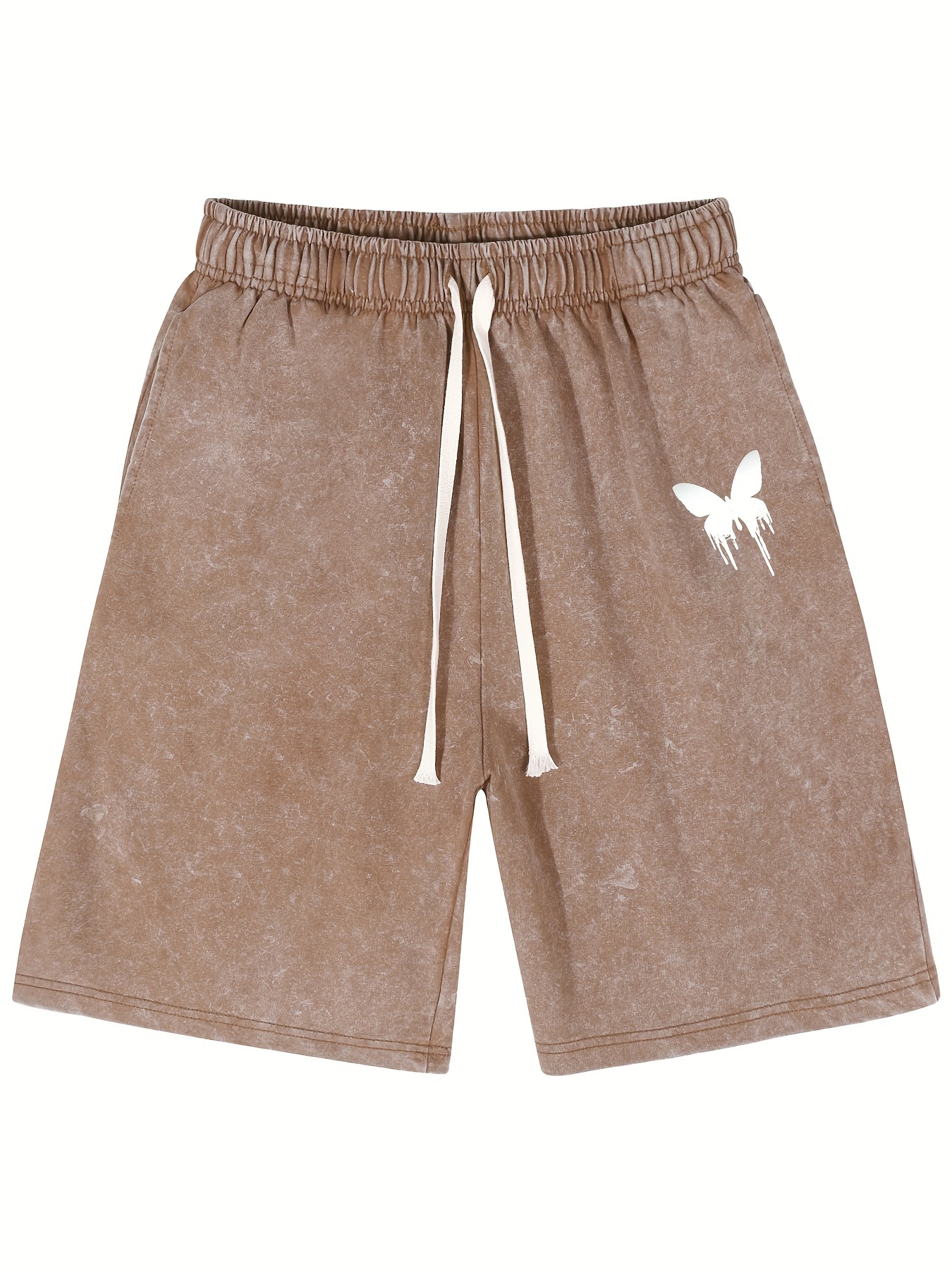 Butterfly Men`s Casual 2024 Summer Lounge Plus Size Long Shorts Elastic Waist Drawstring Capris With Pocketrawstring Shorts Mens Sweatpants