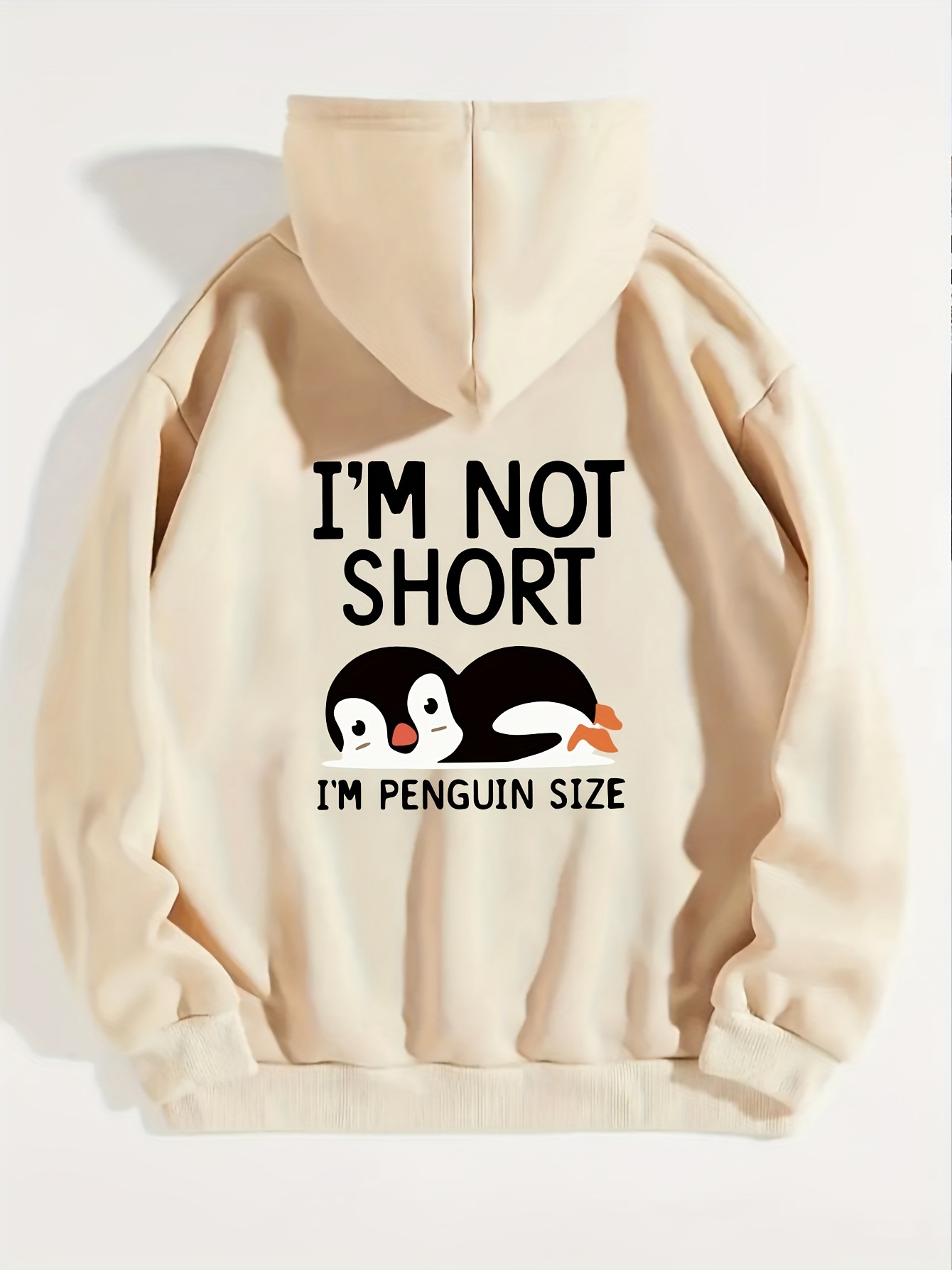 Art Letter & Goose Print Hoodie, Casual Kangaroo Pocket Long Sleeve Drawstring Hoodie For Fall & Winter, Women's Clothing