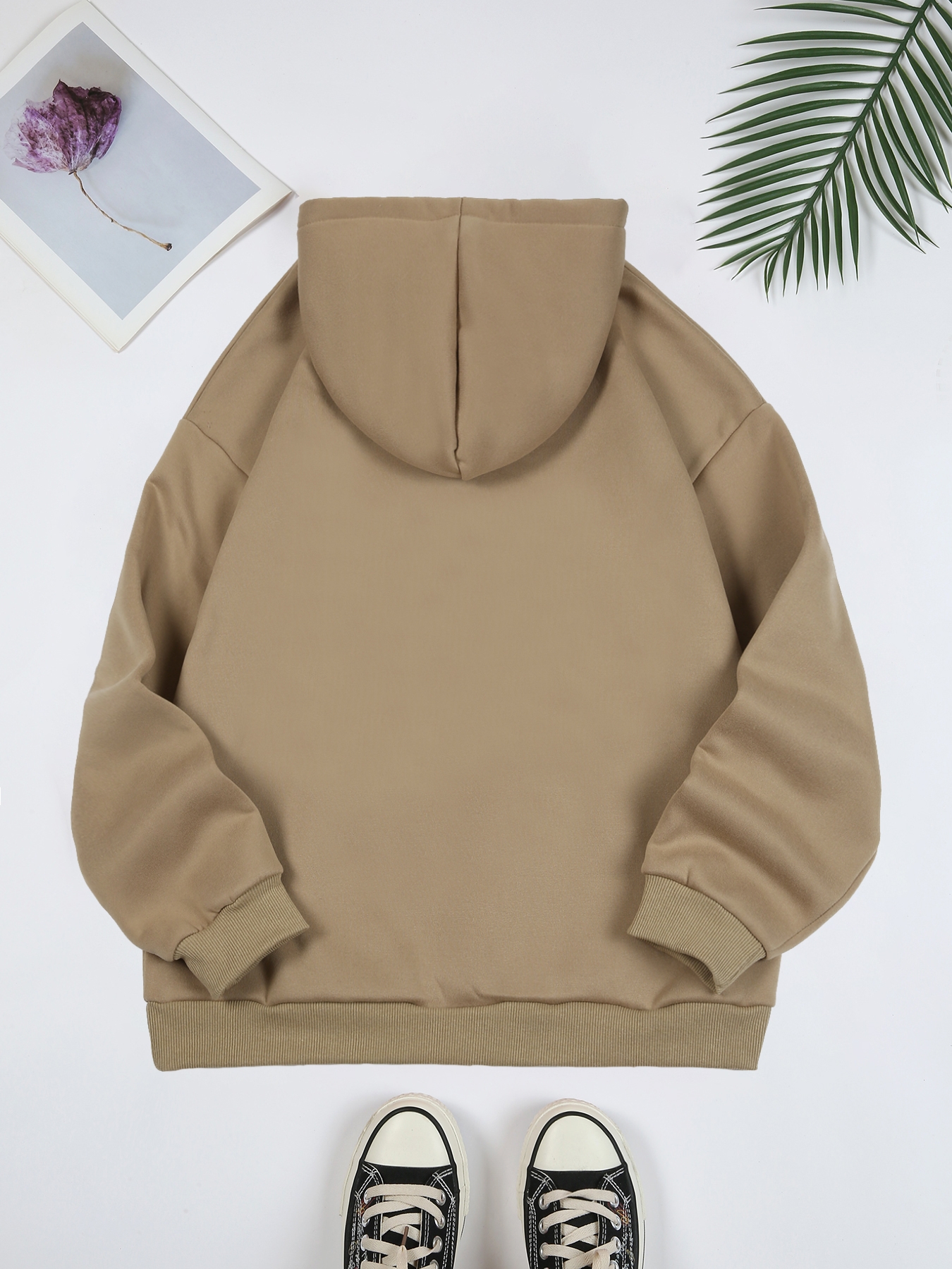 Letter Print Kangaroo Pocket Drawstring Hooded Sweatshirt, Long Sleeve Pullover Casual Hoodie, Women's Clothing