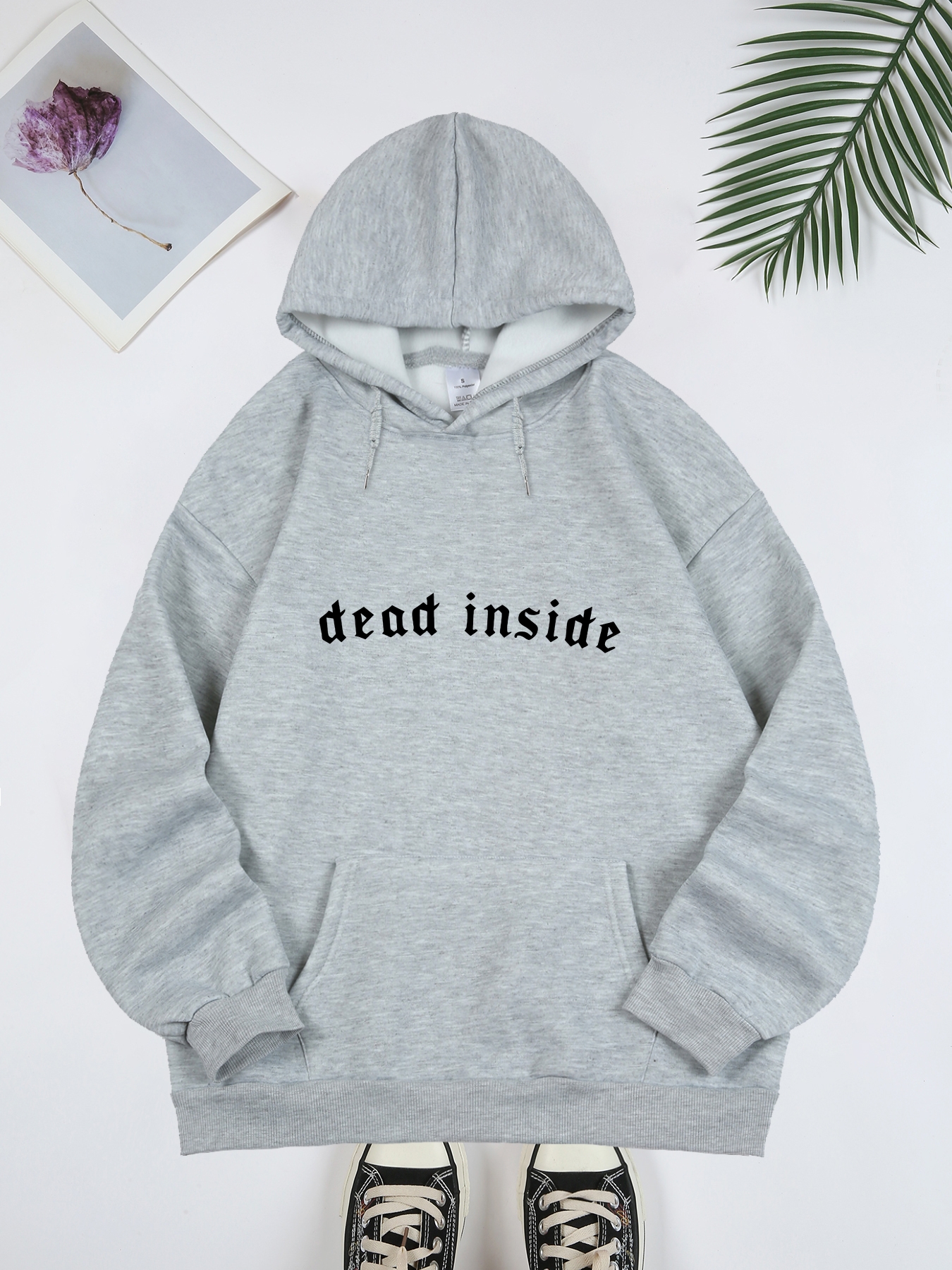 Letter Print Kangaroo Pocket Drawstring Hooded Sweatshirt, Long Sleeve Pullover Casual Hoodie, Women's Clothing