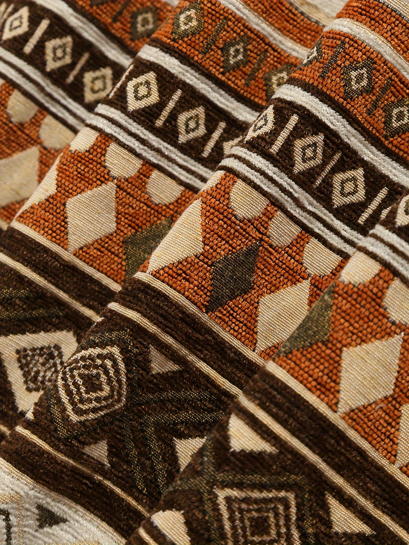 Men's Aztec Ethnic Geometric Jacquard Flocked Quarter Zip Stand Collar Fleece Pullover Sweatshirt