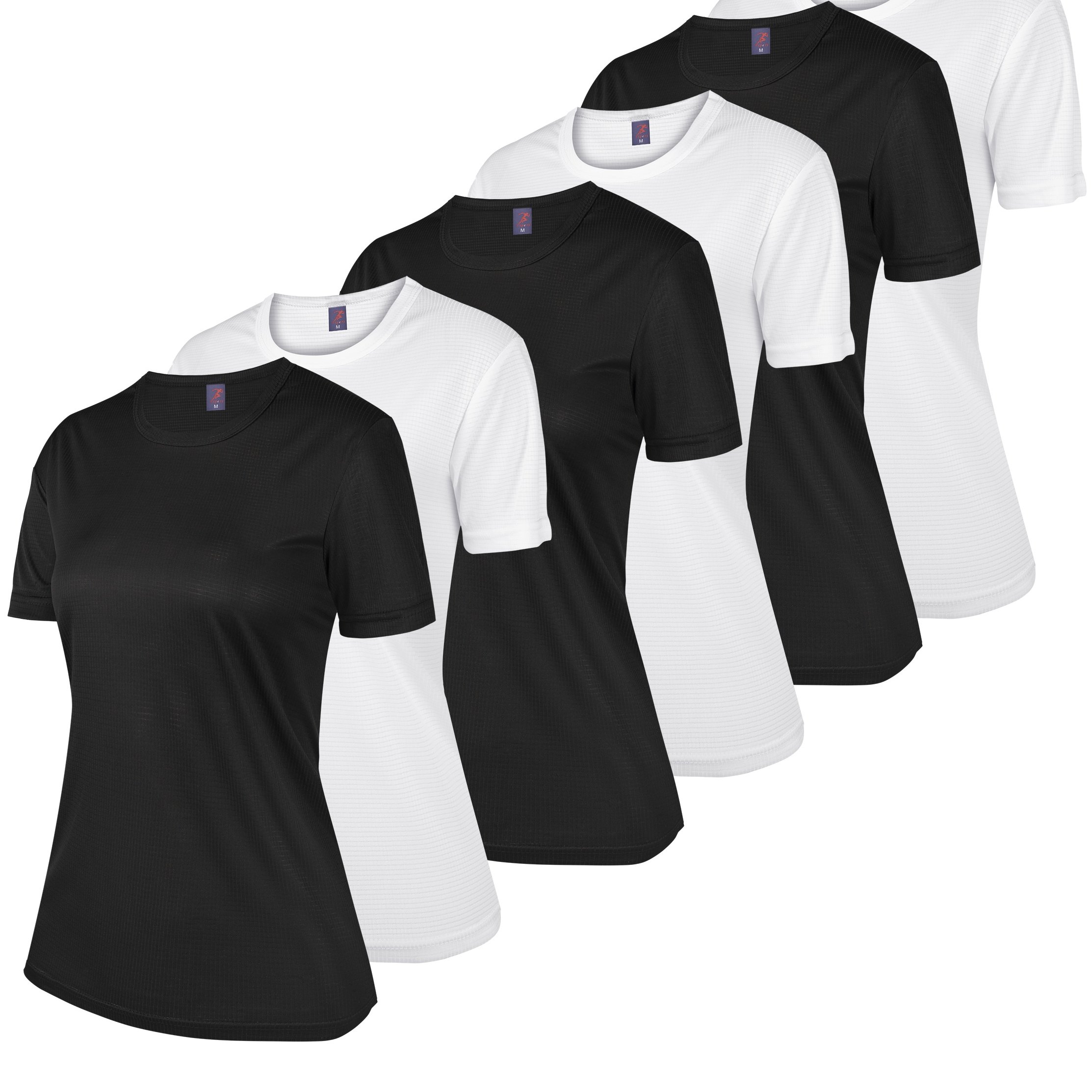 6 Pack Quick Dry Athletic T-shirt, Casual Crew Neck Short Sleeve Basic T-shirt, Women's Clothing