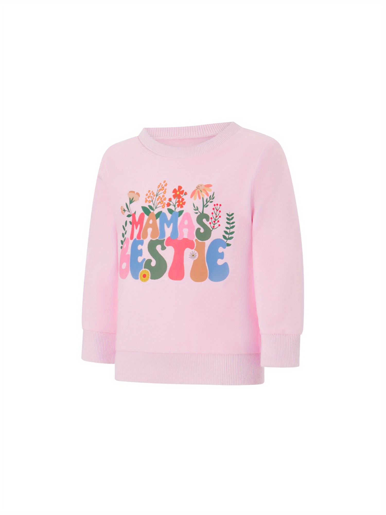 Family Matching Autumn Sweatshirt Parent-child Long Sleeve Crewneck Letter Flower Print Pullover