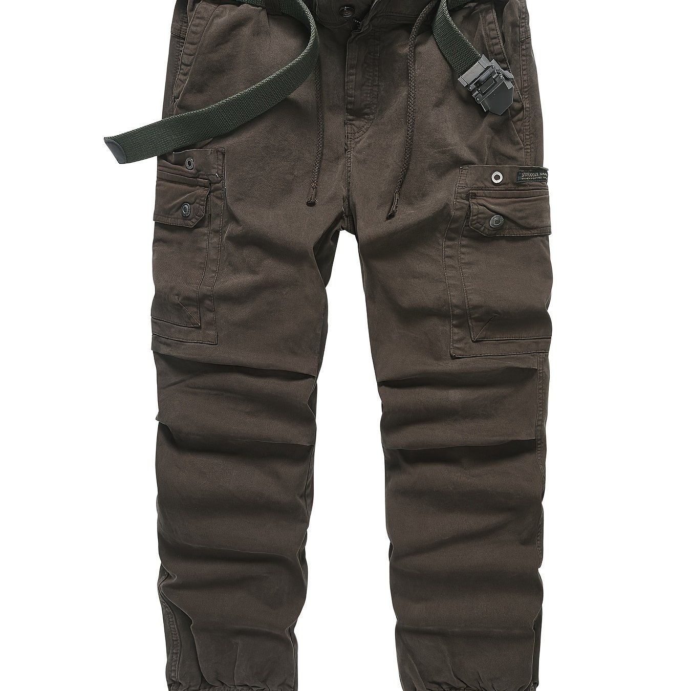 Men's 97% Cotton Solid Color Cargo Jogger Pants, Casual Trendy Versatile Outdoor Trousers As Gift