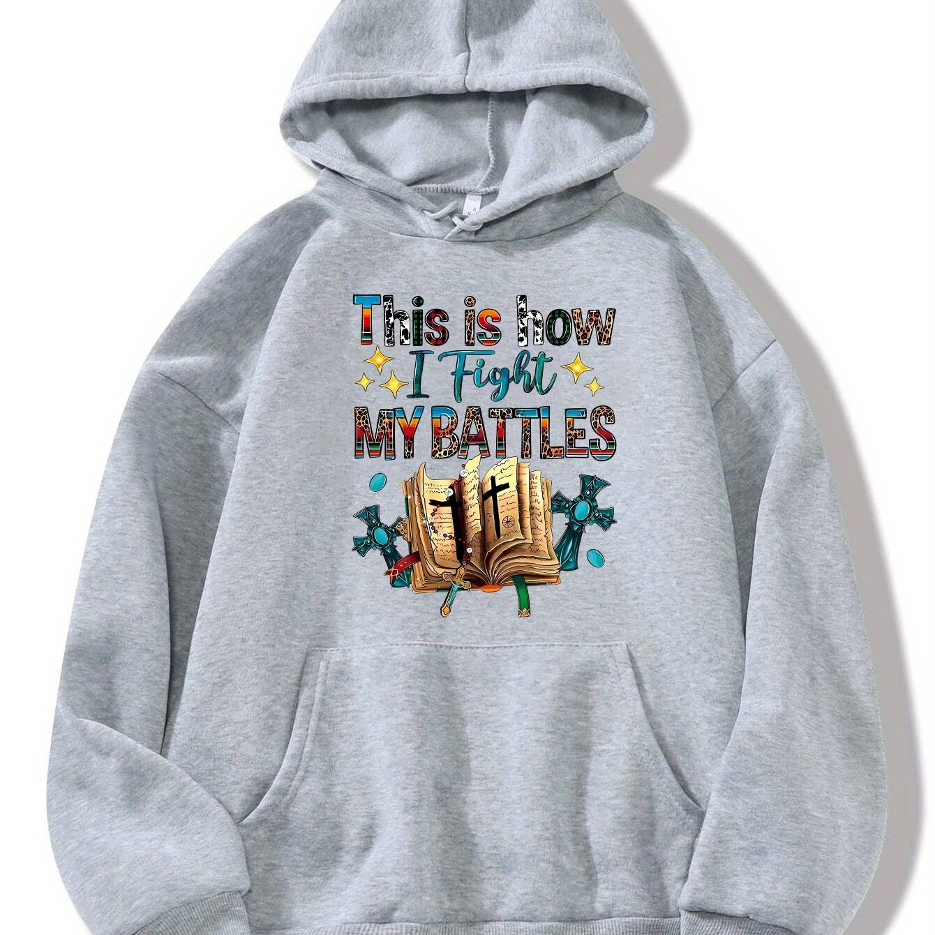 Halloween Theme Print Drawstring Hoodie, Casual Long Sleeve Kangaroo Pocket Hoodie Sweatshirt, Women's Clothing