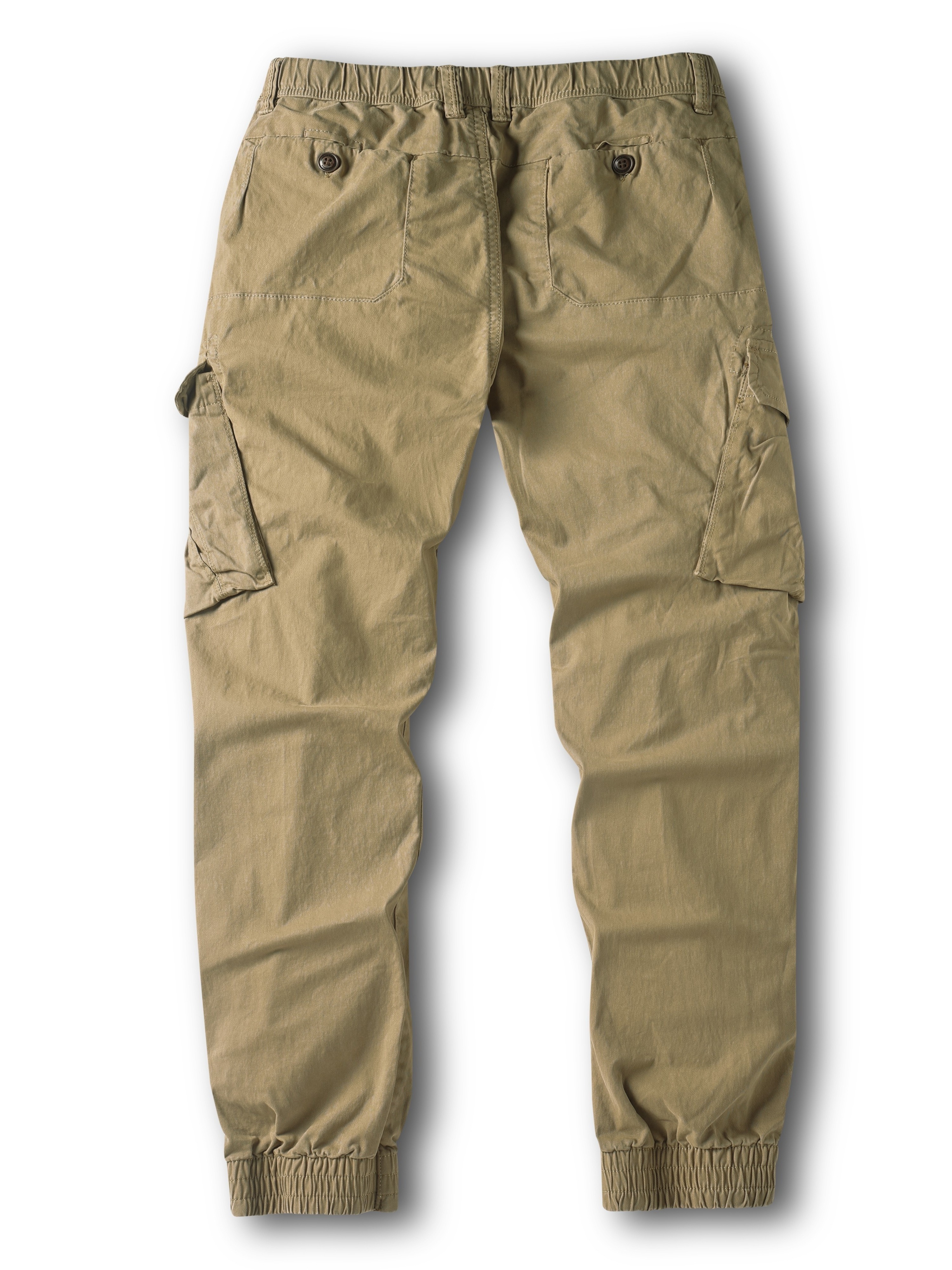 Men's Solid Cargo Pants With Multi Pockets, Causal Cotton Trousers For Outdoor Activities