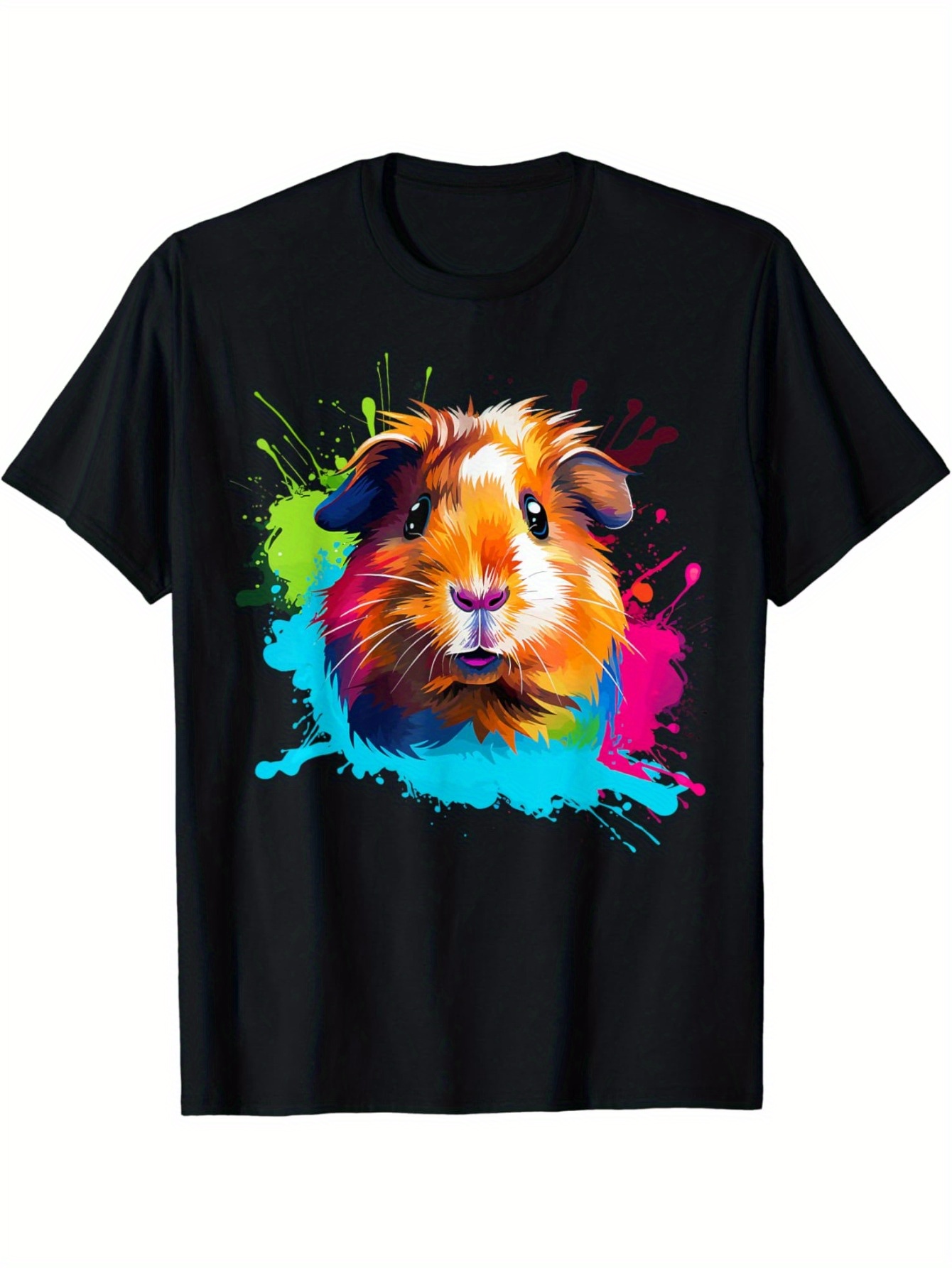 Abyssinian Satin Guinea Pig Lover Colorful Splash Art T-Shirt