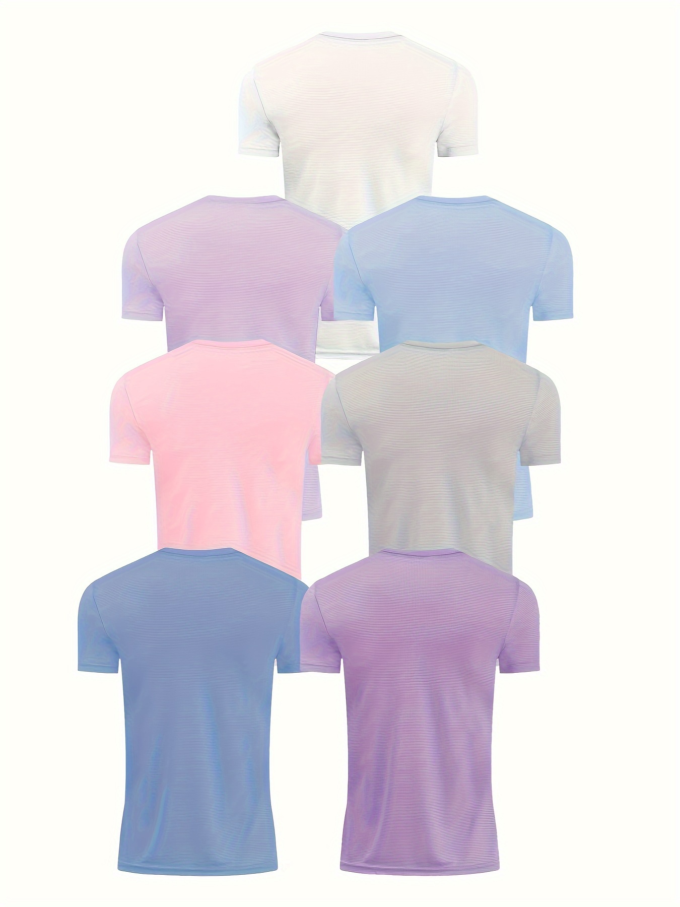 7 Pack Letter Print Crew Neck T-Shirt, Casual Short Sleeve T-Shirt For Spring & Summer, Women's Clothing