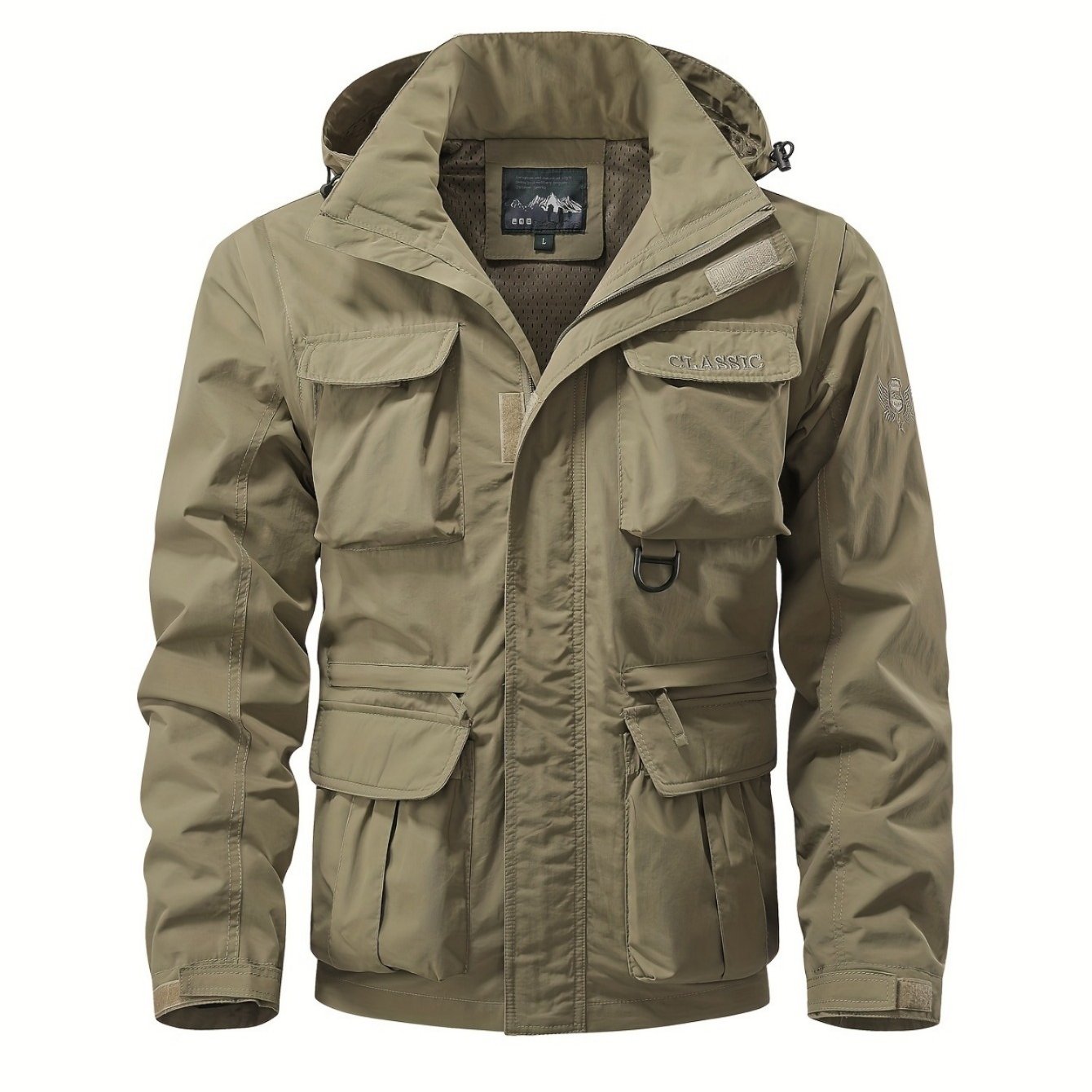 Detachable Windbreaker Hooded Jacket, Men's Casual Waterproof Multi Pocket Cargo Jacket Vest For Outdoor Activities