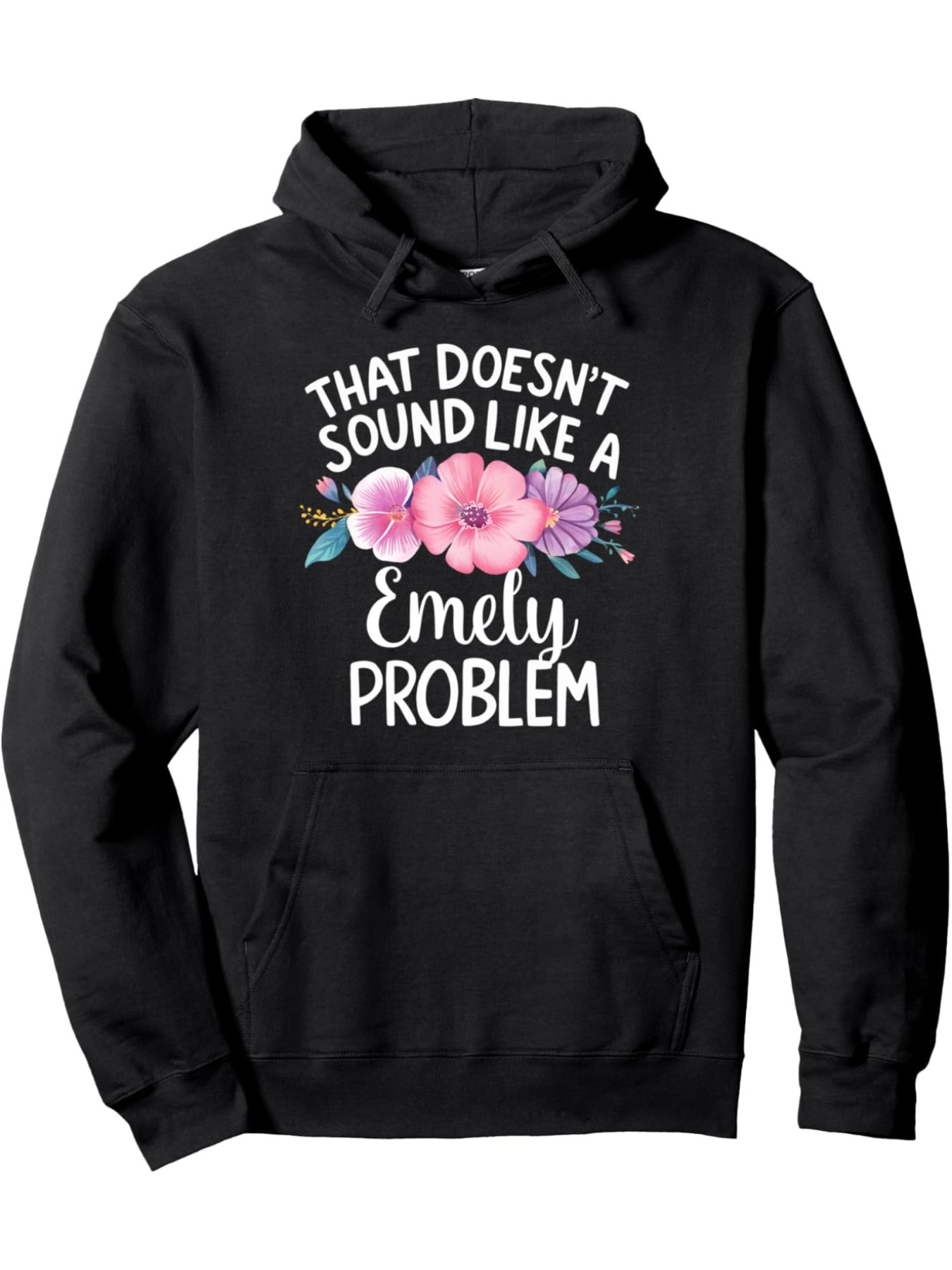 Flower Girls EMELY Name, Trendy Cotton Hooded Sweatshirt, Street Style Sweatshirt, Crew Neck Sweatshirt, Ultra Soft, Breathable, Four Seasons Casual Hooded Sweatshirt, Perfect for Daily Wear, Casual Outings
