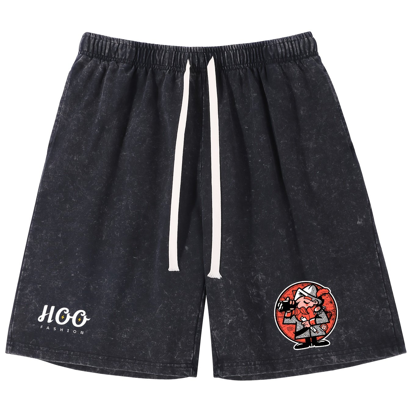 Sticker Shorts Men's Summer Thin Loose Casual Cotton Solid Color Pants, Men's Retro Street Clothes Basic Shorts.