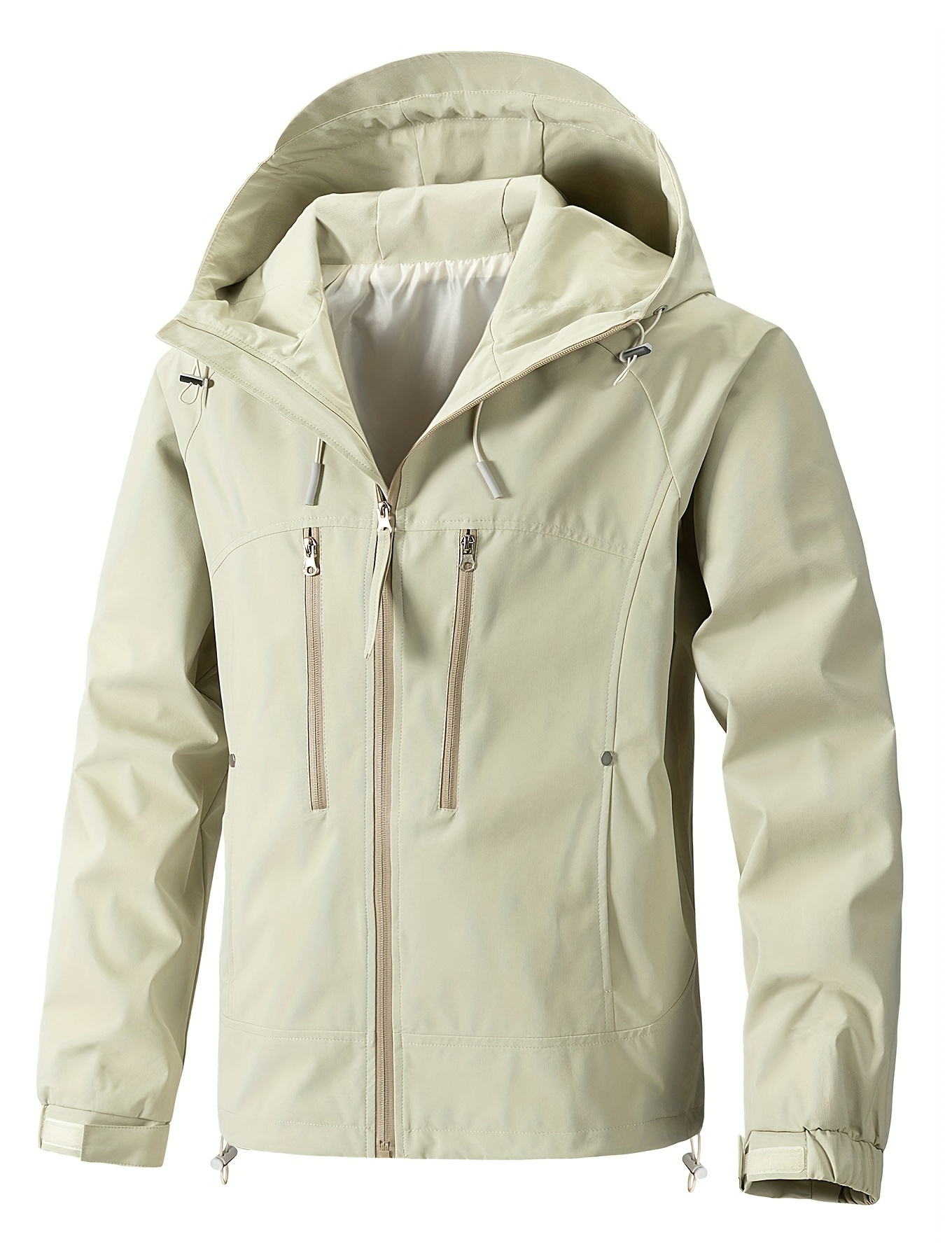 Men's Casual Zip-Up Hooded Jacket, Breathable Lightweight Multi-Pocket Jacket For Spring\u002FFall Outdoor Activity