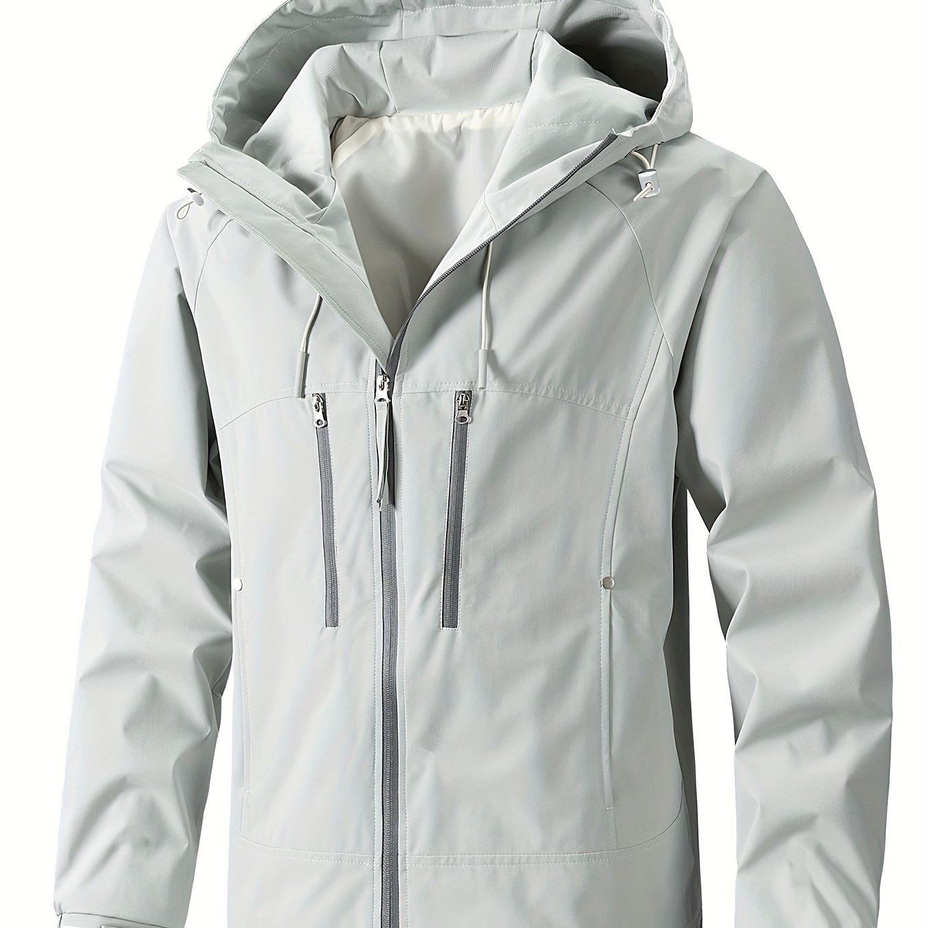 Men's Casual Zip-Up Hooded Jacket, Breathable Lightweight Multi-Pocket Jacket For Spring\u002FFall Outdoor Activity