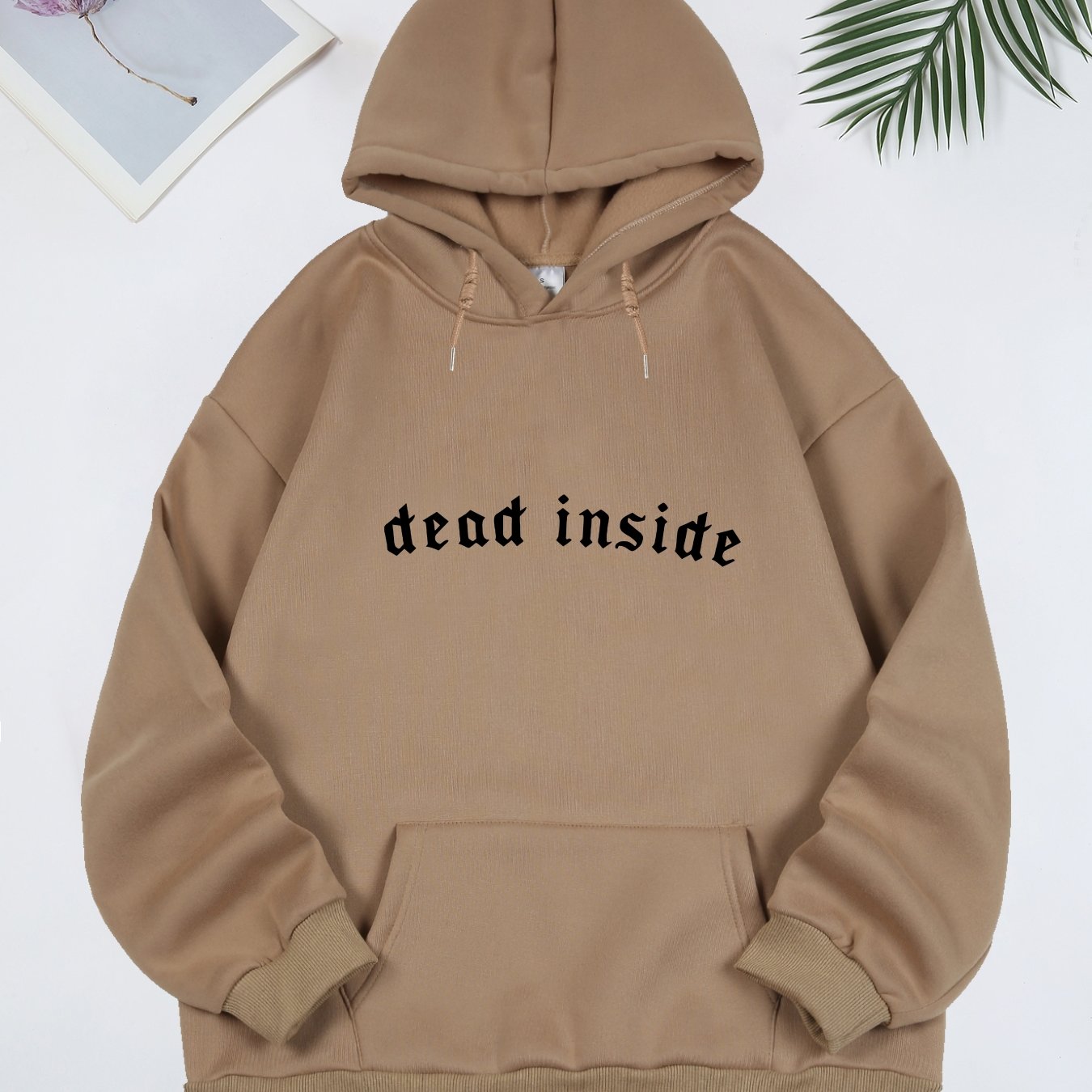 Letter Print Kangaroo Pocket Drawstring Hooded Sweatshirt, Long Sleeve Pullover Casual Hoodie, Women's Clothing