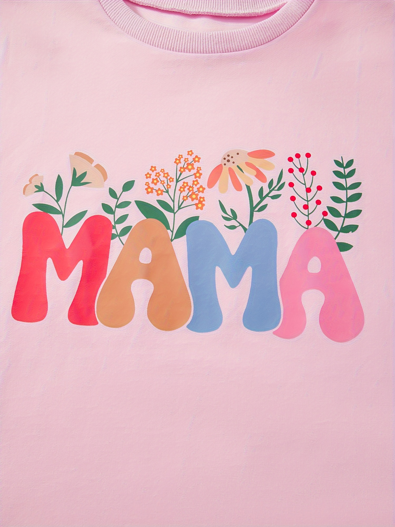 Family Matching Autumn Sweatshirt Parent-child Long Sleeve Crewneck Letter Flower Print Pullover