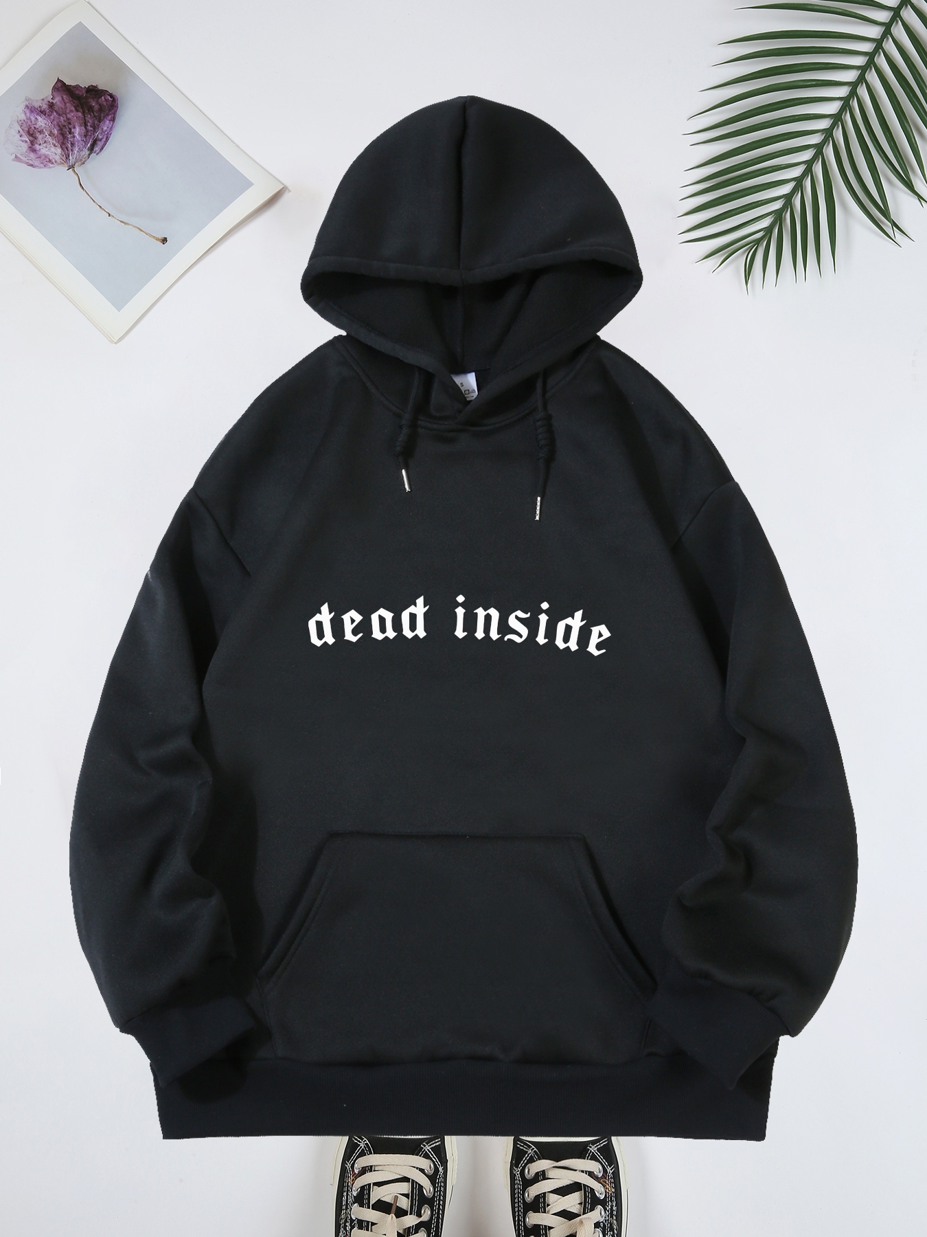 Letter Print Kangaroo Pocket Drawstring Hooded Sweatshirt, Long Sleeve Pullover Casual Hoodie, Women's Clothing