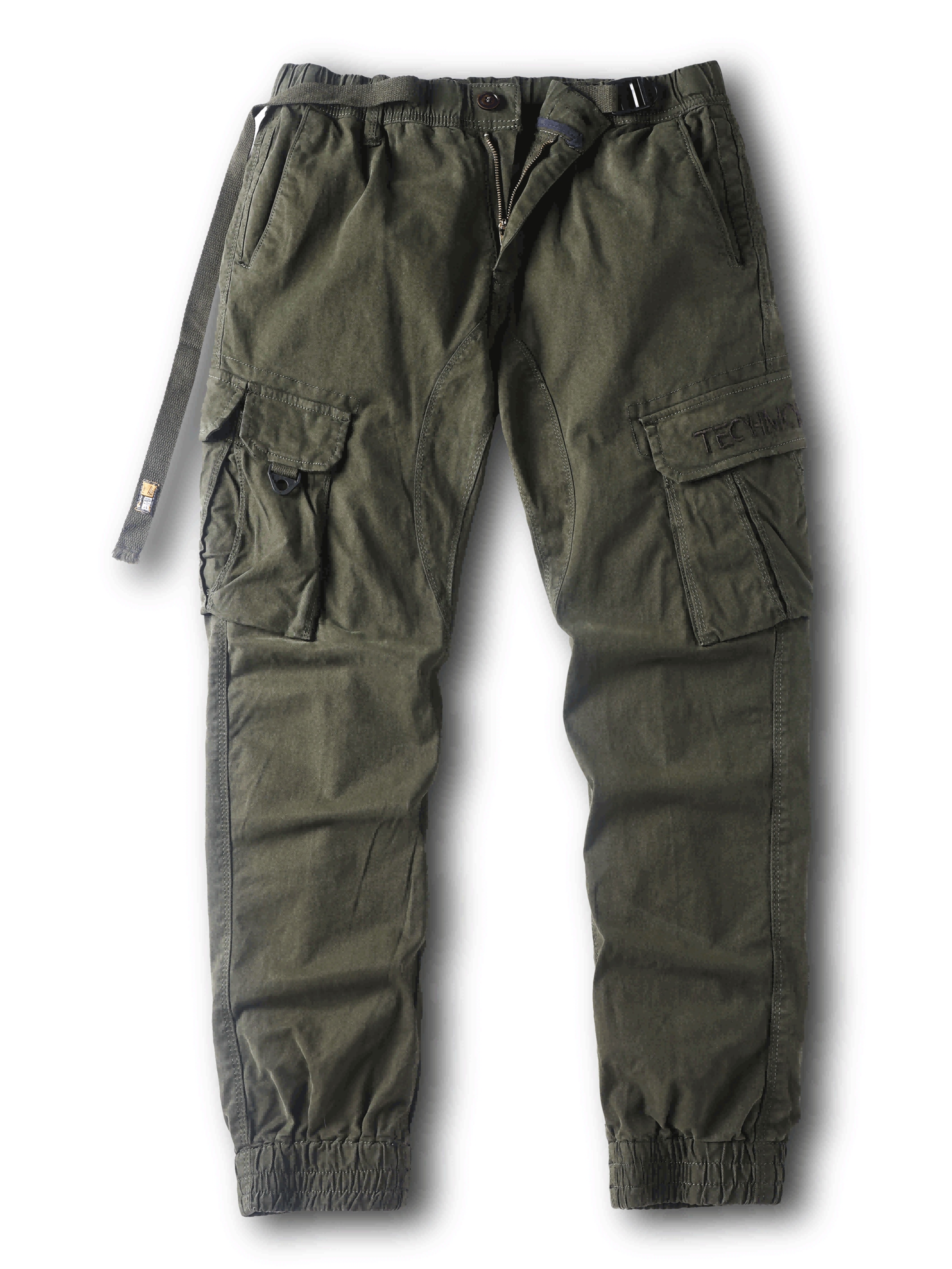 Men's Solid Cargo Pants With Multi Pockets, Causal Cotton Trousers For Outdoor Activities