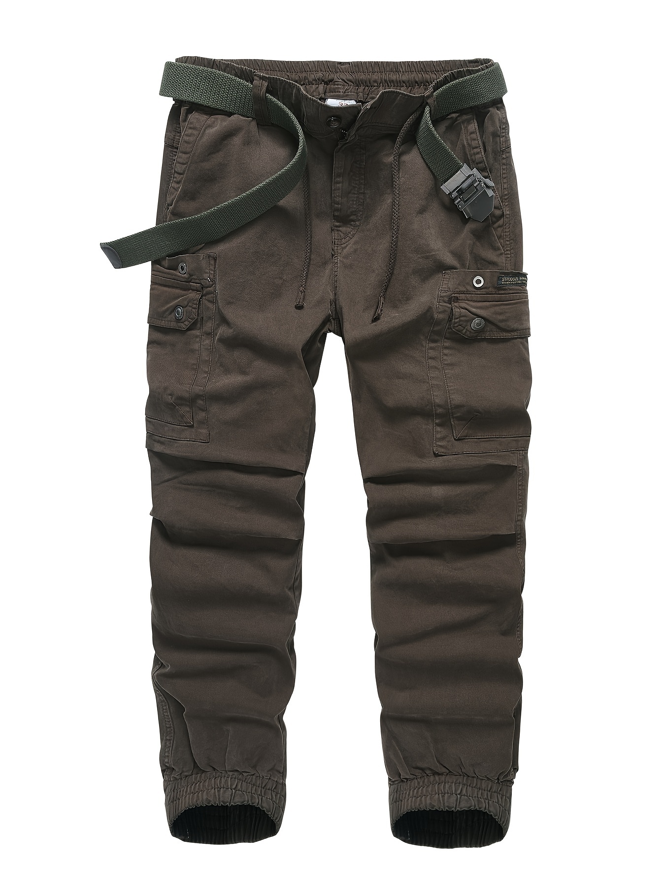 Men's 97% Cotton Solid Color Cargo Jogger Pants, Casual Trendy Versatile Outdoor Trousers As Gift