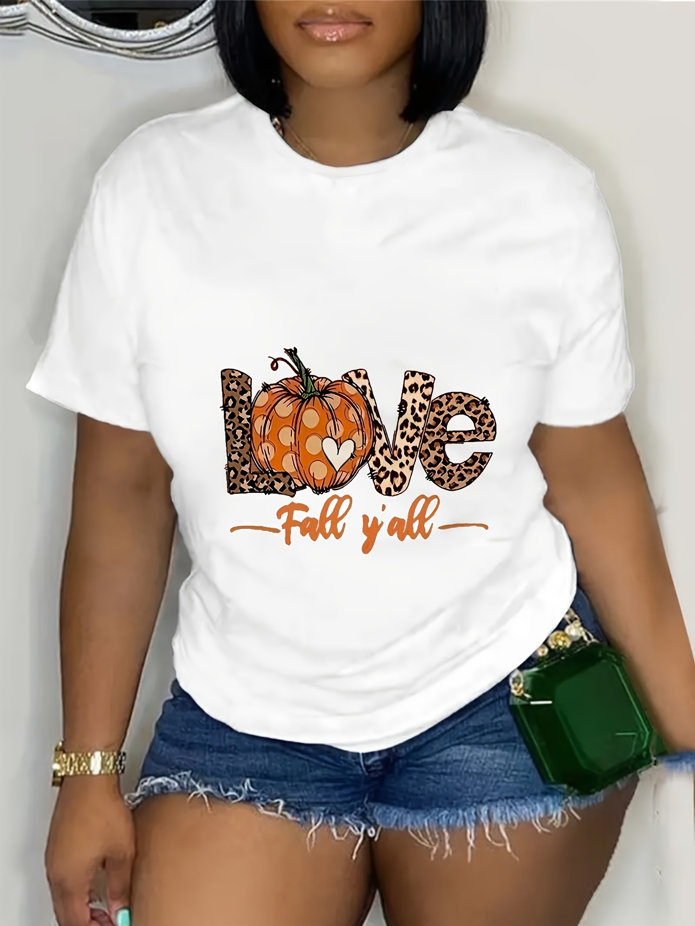 2 Packs Letter Print T-shirt, Casual Crew Neck Short Sleeve Top For Spring & Summer, Women's Clothing