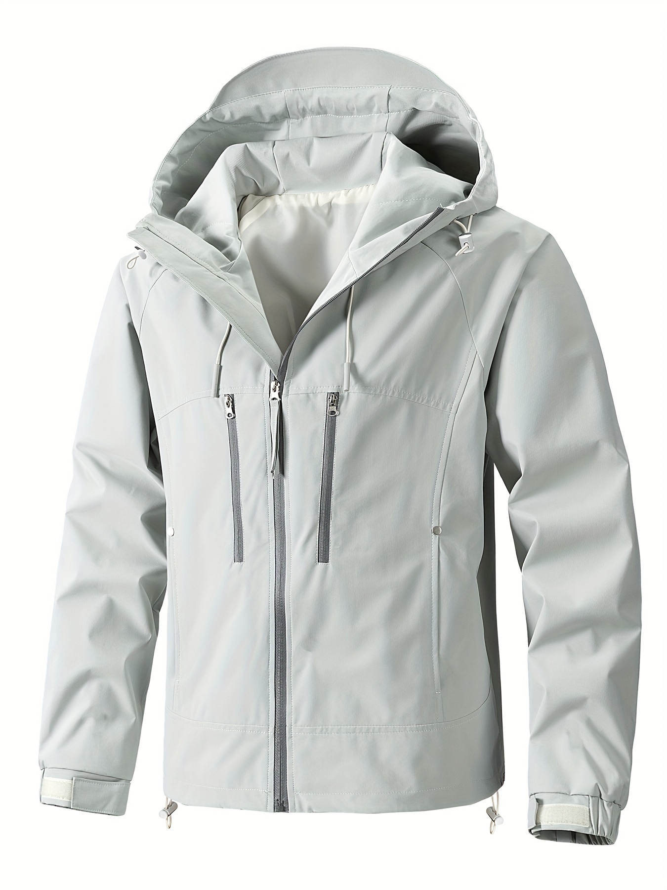 Men's Casual Zip-Up Hooded Jacket, Breathable Lightweight Multi-Pocket Jacket For Spring\u002FFall Outdoor Activity