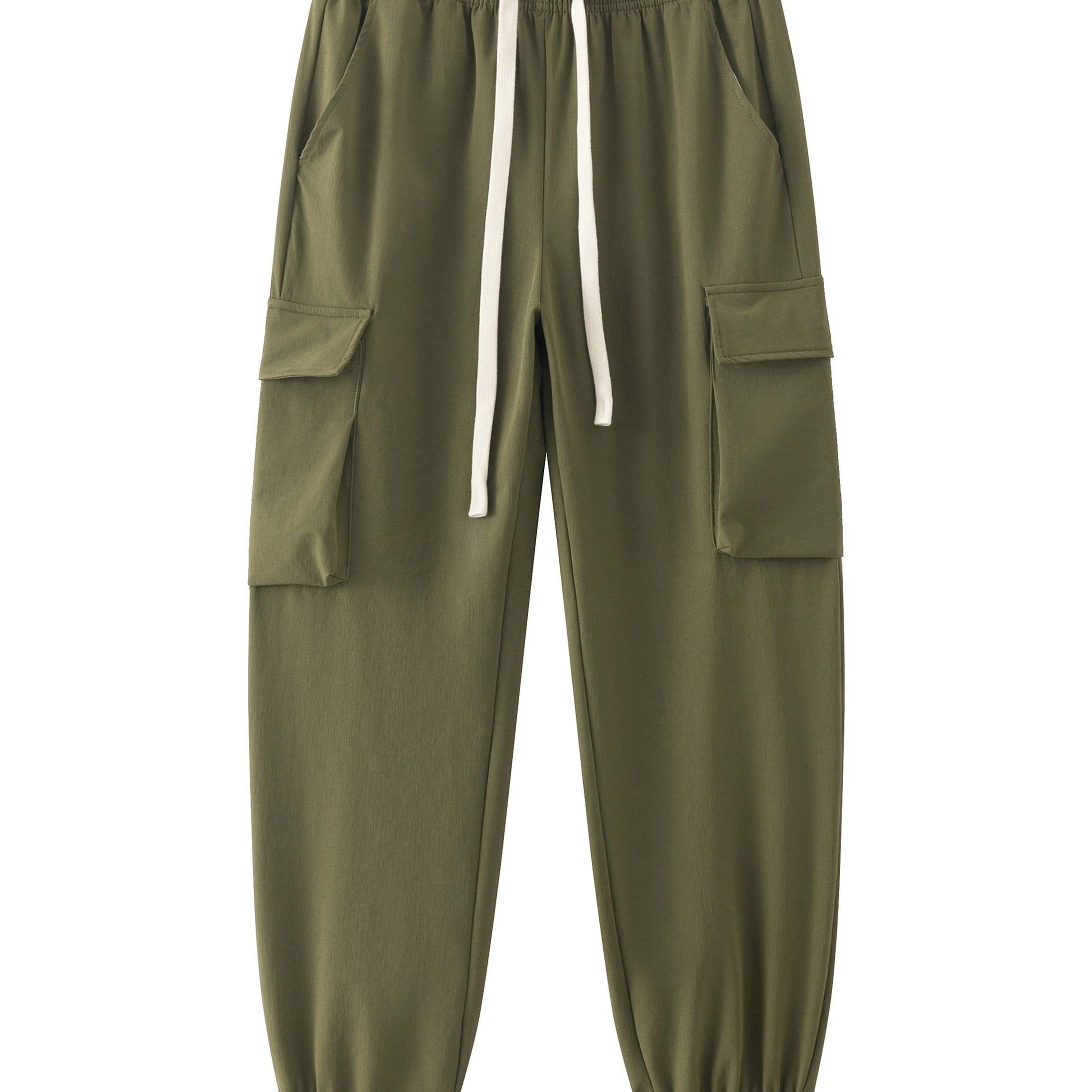 Men's Cargo Shorts With Drawstring And Pockets In Solid Color, Loose Fit And Trendy For Casual Wear