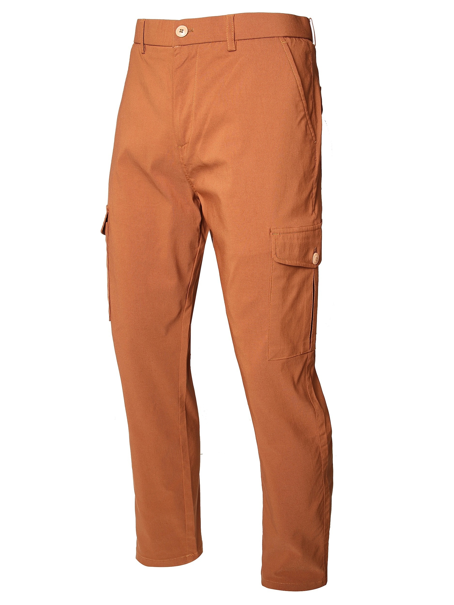 2pcs Solid Casual Pants For Men, Mid Waist Mid Stretch Cargo Pants With Flap Pockets, Male's Versatile Bottoms For All Seasons Hiking And Outdoors Activities