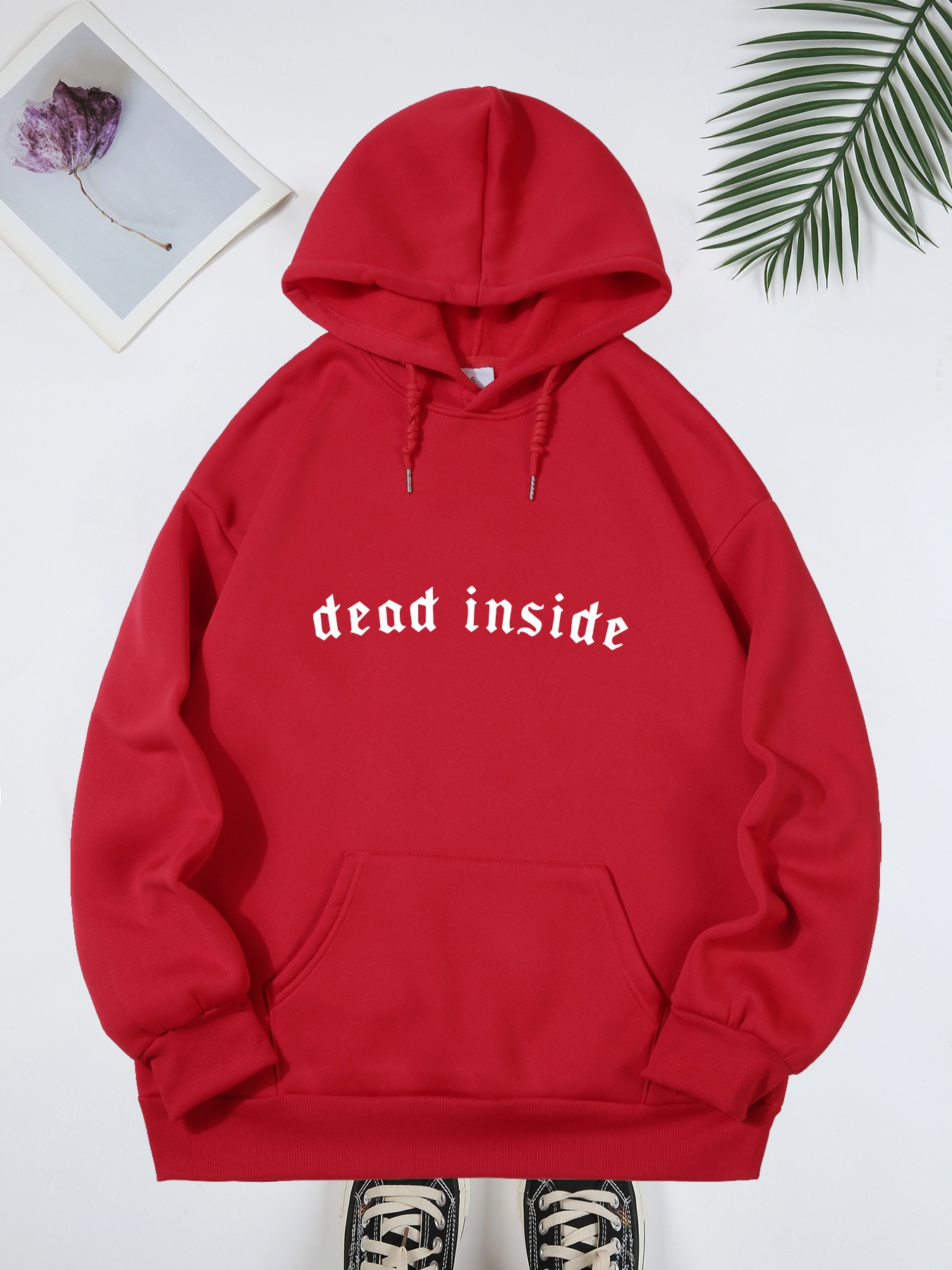 Letter Print Kangaroo Pocket Drawstring Hooded Sweatshirt, Long Sleeve Pullover Casual Hoodie, Women's Clothing