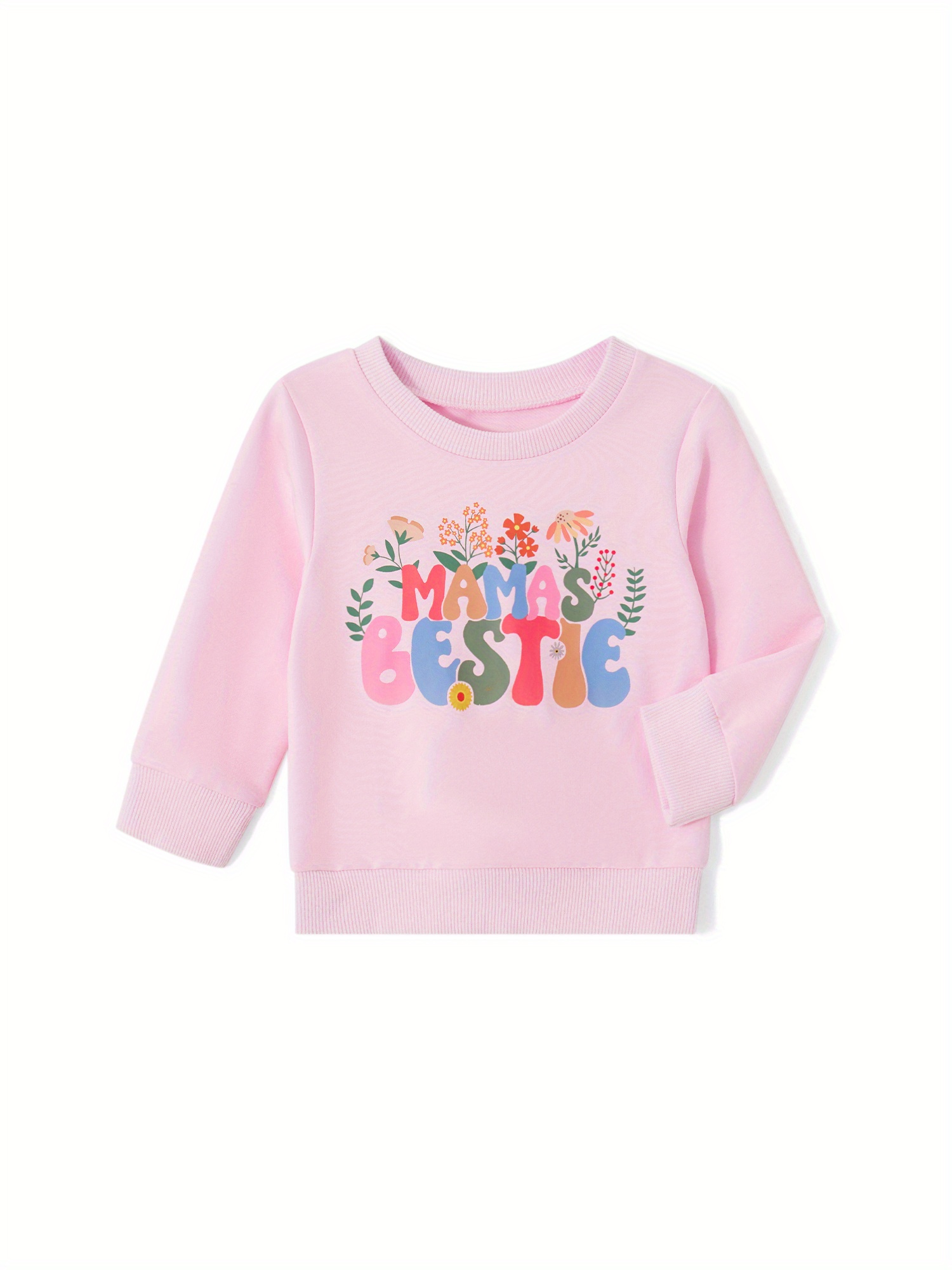 Family Matching Autumn Sweatshirt Parent-child Long Sleeve Crewneck Letter Flower Print Pullover