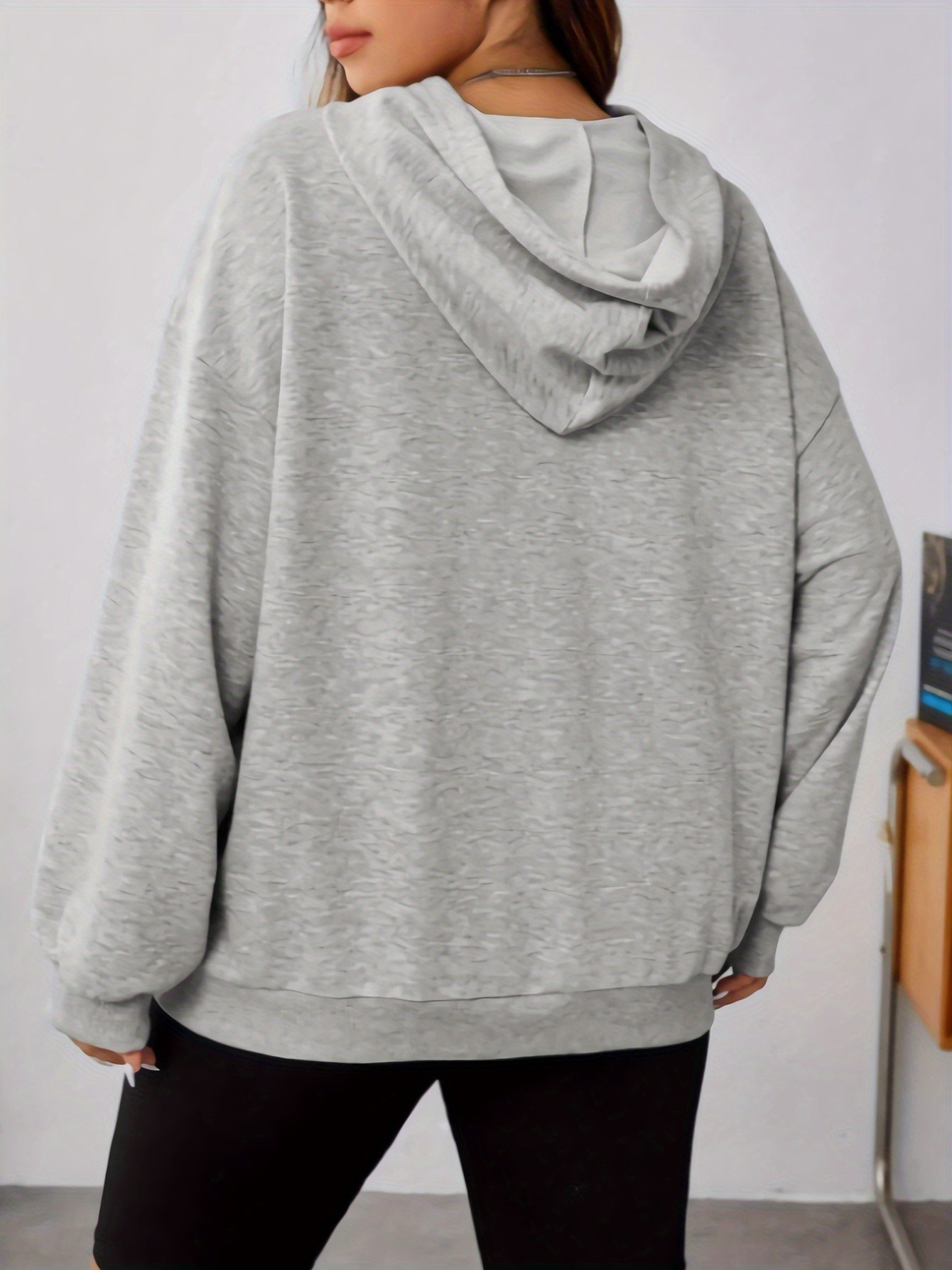 Halloween Theme Print Drawstring Hoodie, Casual Long Sleeve Kangaroo Pocket Hoodie Sweatshirt, Women's Clothing