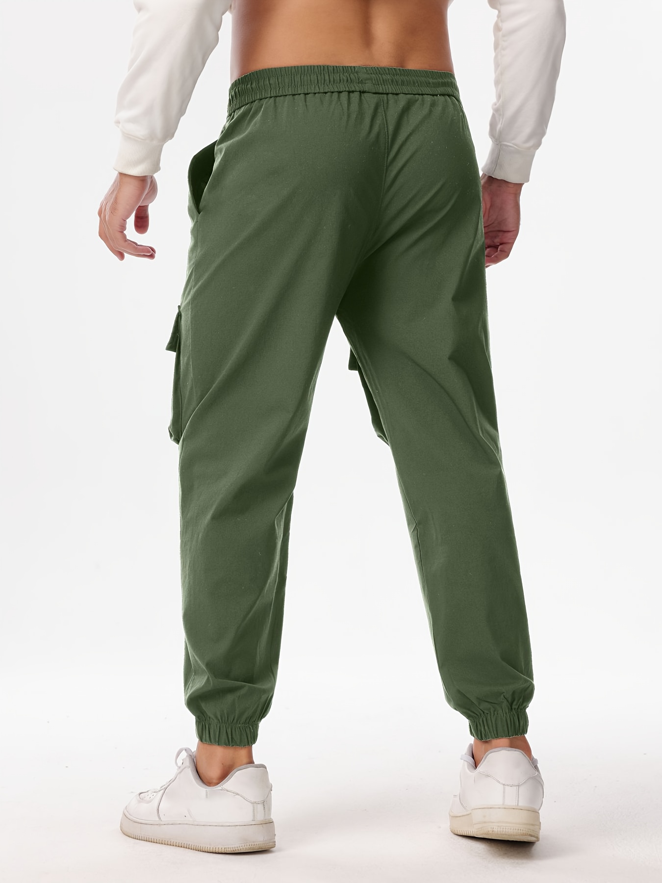 Men's Earphone Letter Print Drawstring Sweatpants, Casual Slightly Stretch Pants For All Seasons