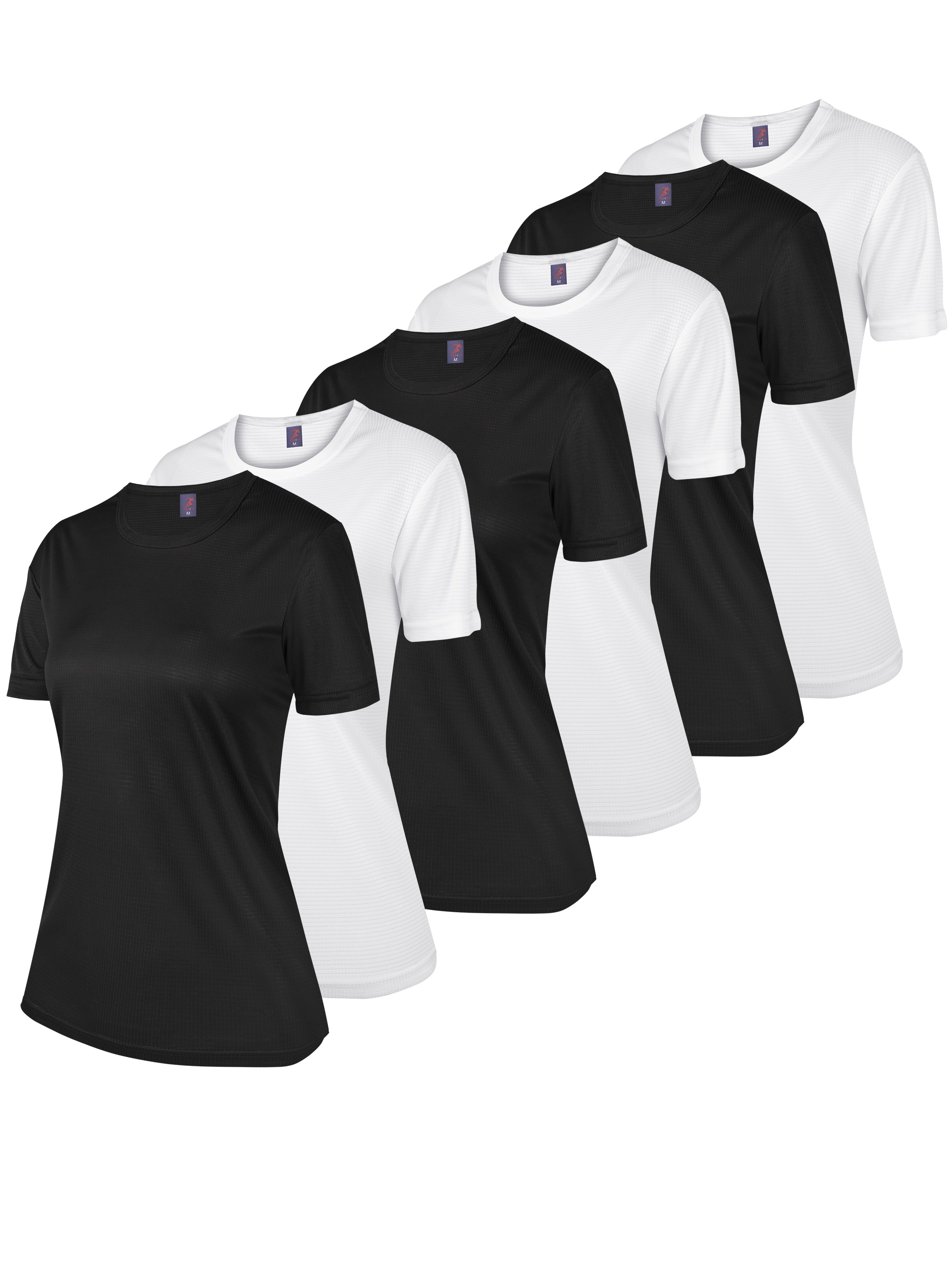6 Pack Quick Dry Athletic T-shirt, Casual Crew Neck Short Sleeve Basic T-shirt, Women's Clothing